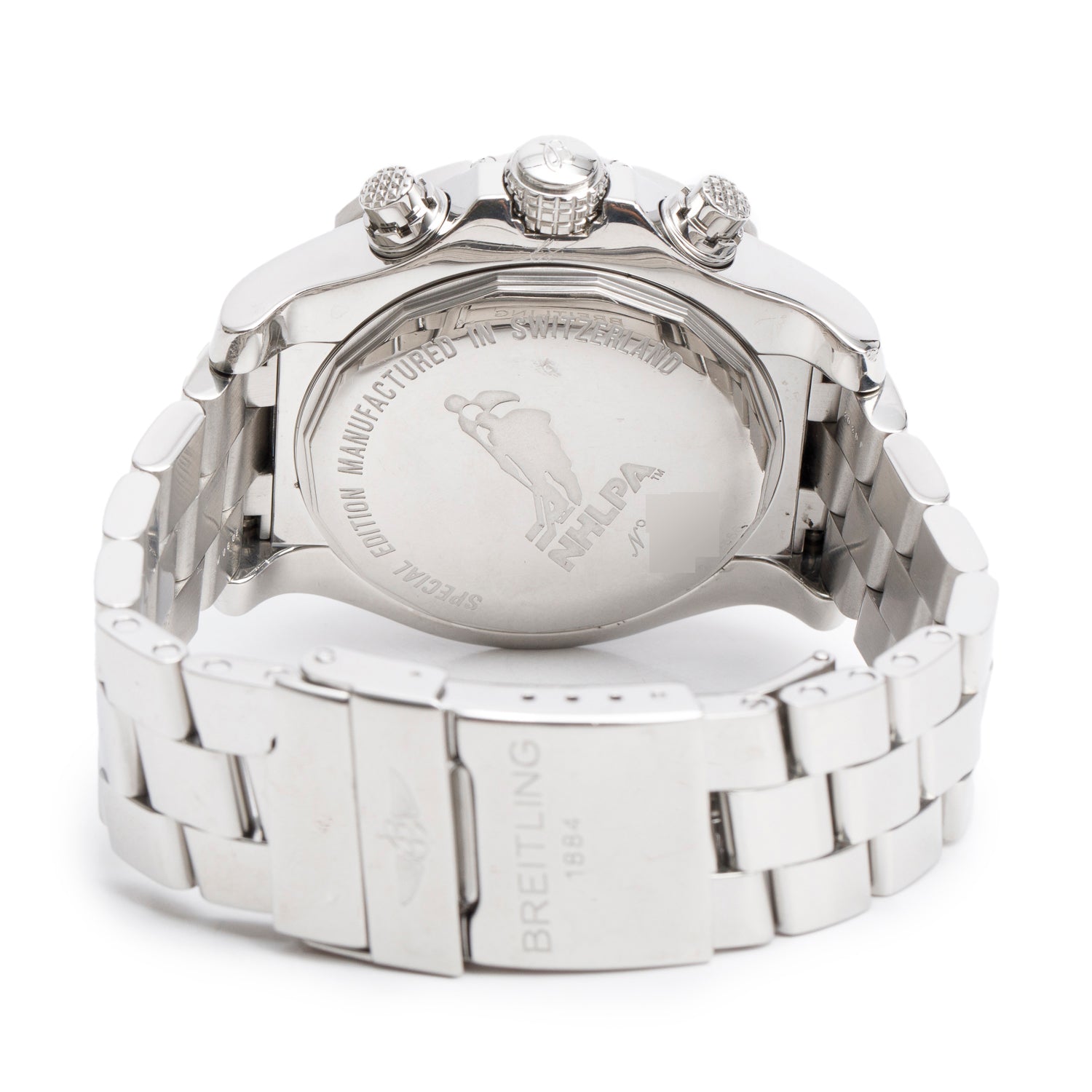 Breitling Stainless Steel Avenger Skyland NHLPA Edition 45 MM Automatic Chronograph Watch Black Dial A13380