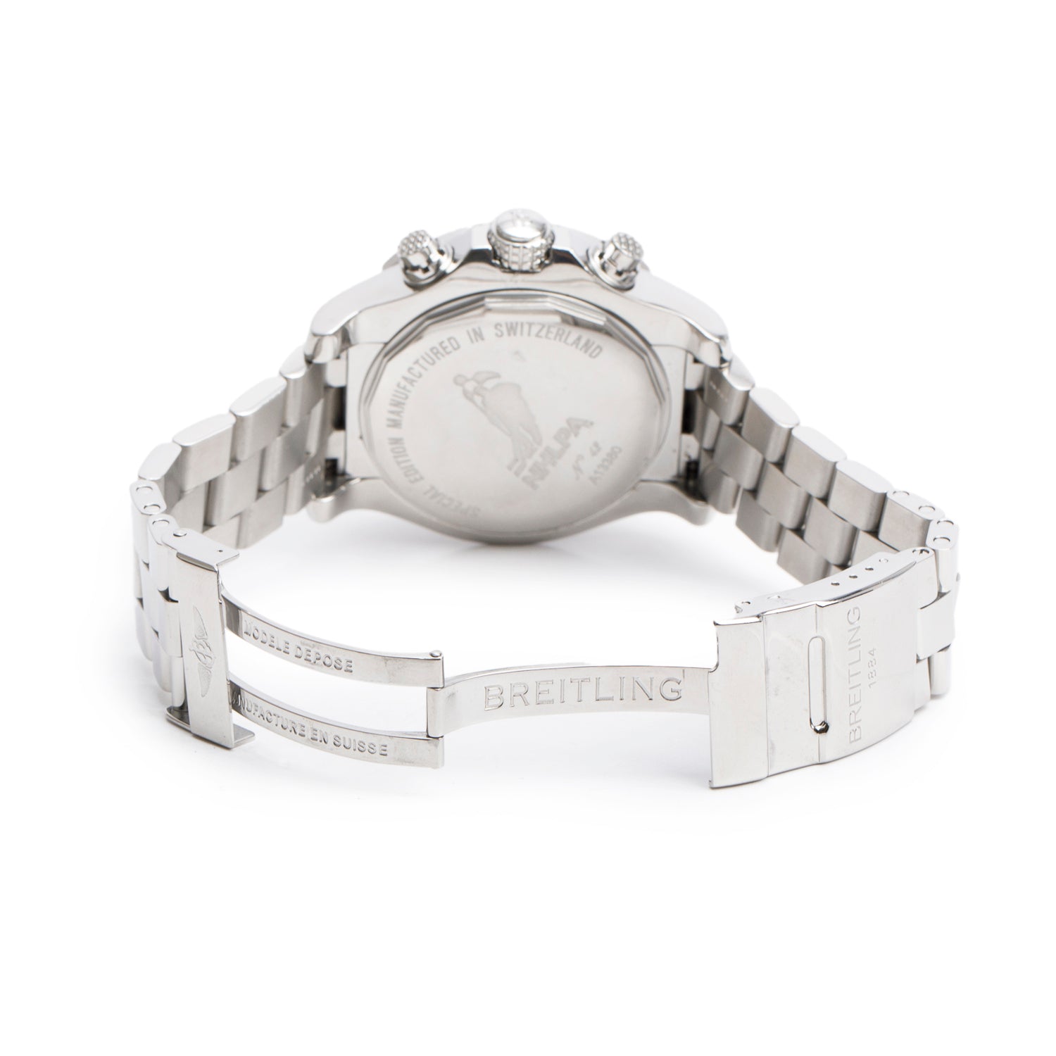 Breitling Stainless Steel Avenger Skyland NHLPA Edition 45 MM Automatic Chronograph Watch Black Dial A13380