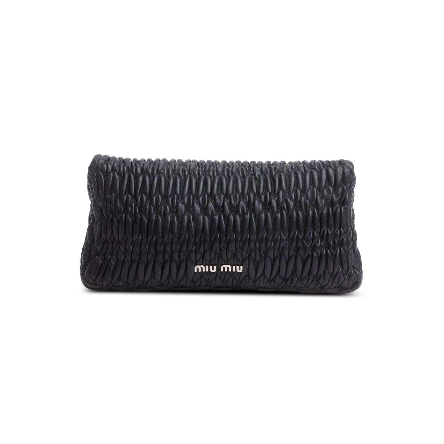 Miu Miu Black Nappa Matelasse Crystal Flap Clutch Bag w/ Straps & Authenticity Card