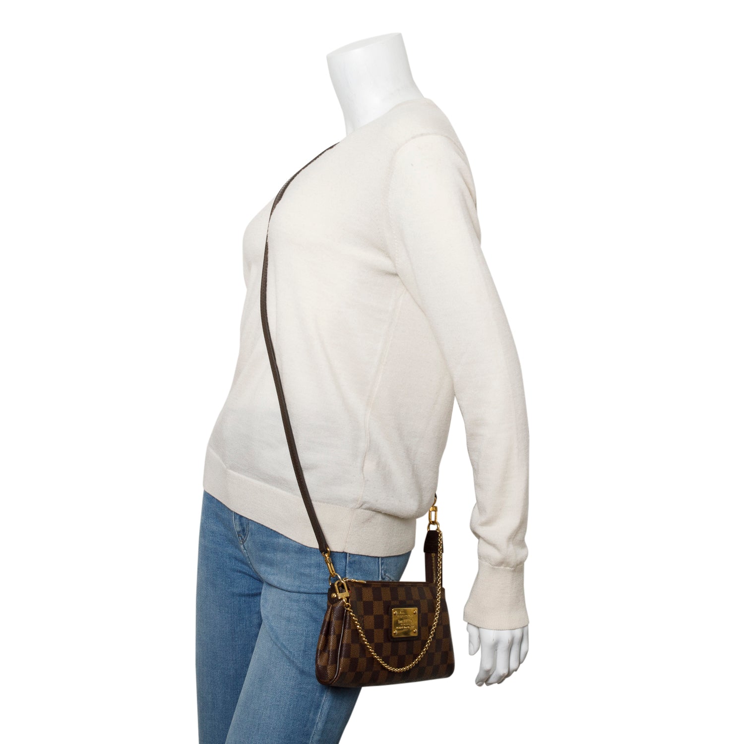 Louis Vuitton Damier Ebene Eva Clutch w/ Straps