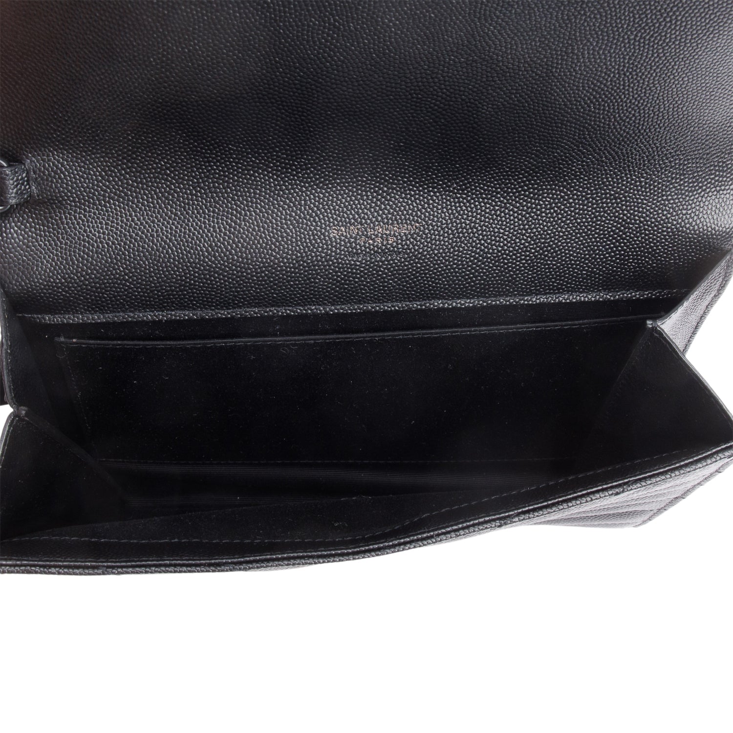 Saint Laurent 2023 Black Grain De Poudre Matelasse Chevron Cassandre Flap Clutch