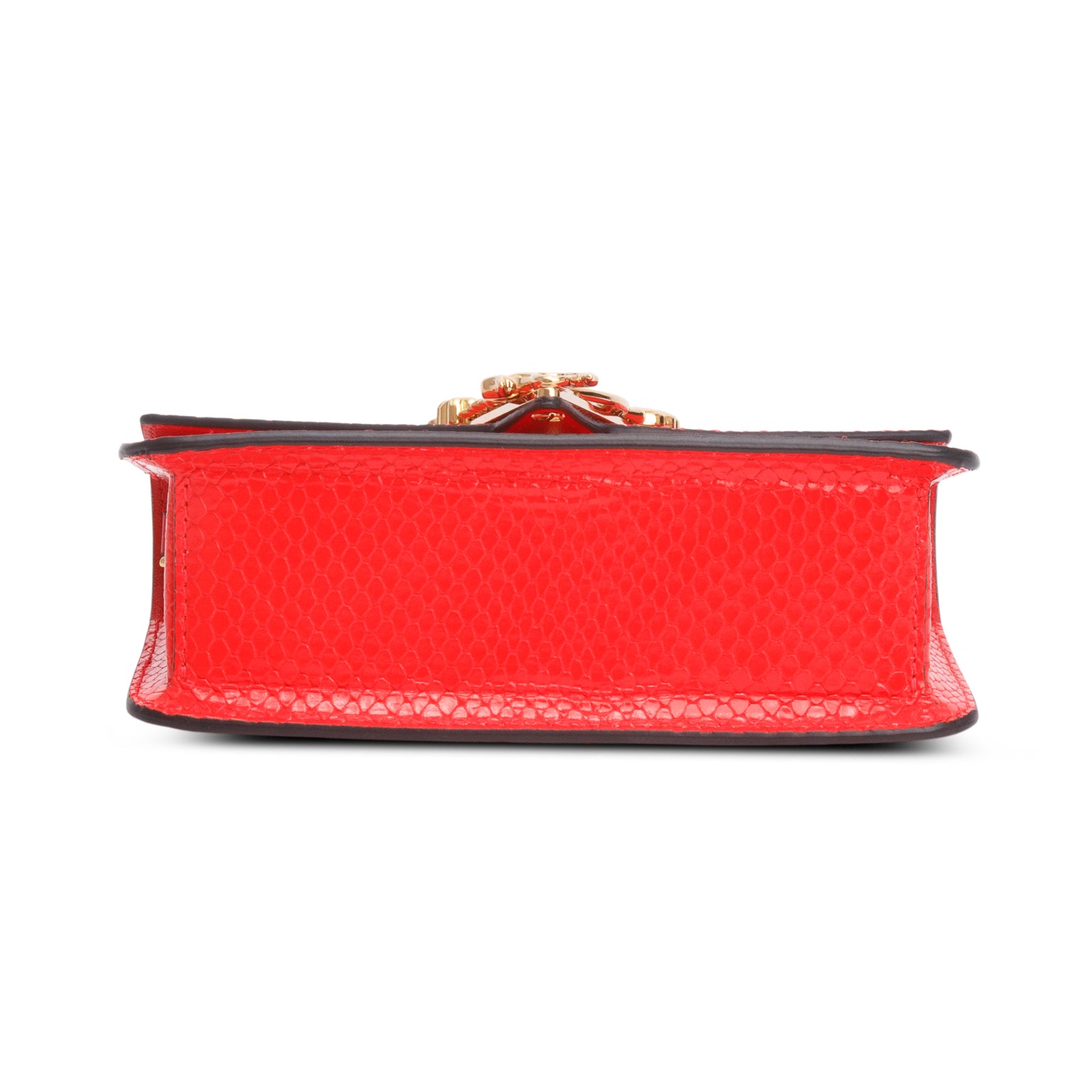 Versace Red Embossed Calf Leather Mini Chain Crossbody Bag w/ Box