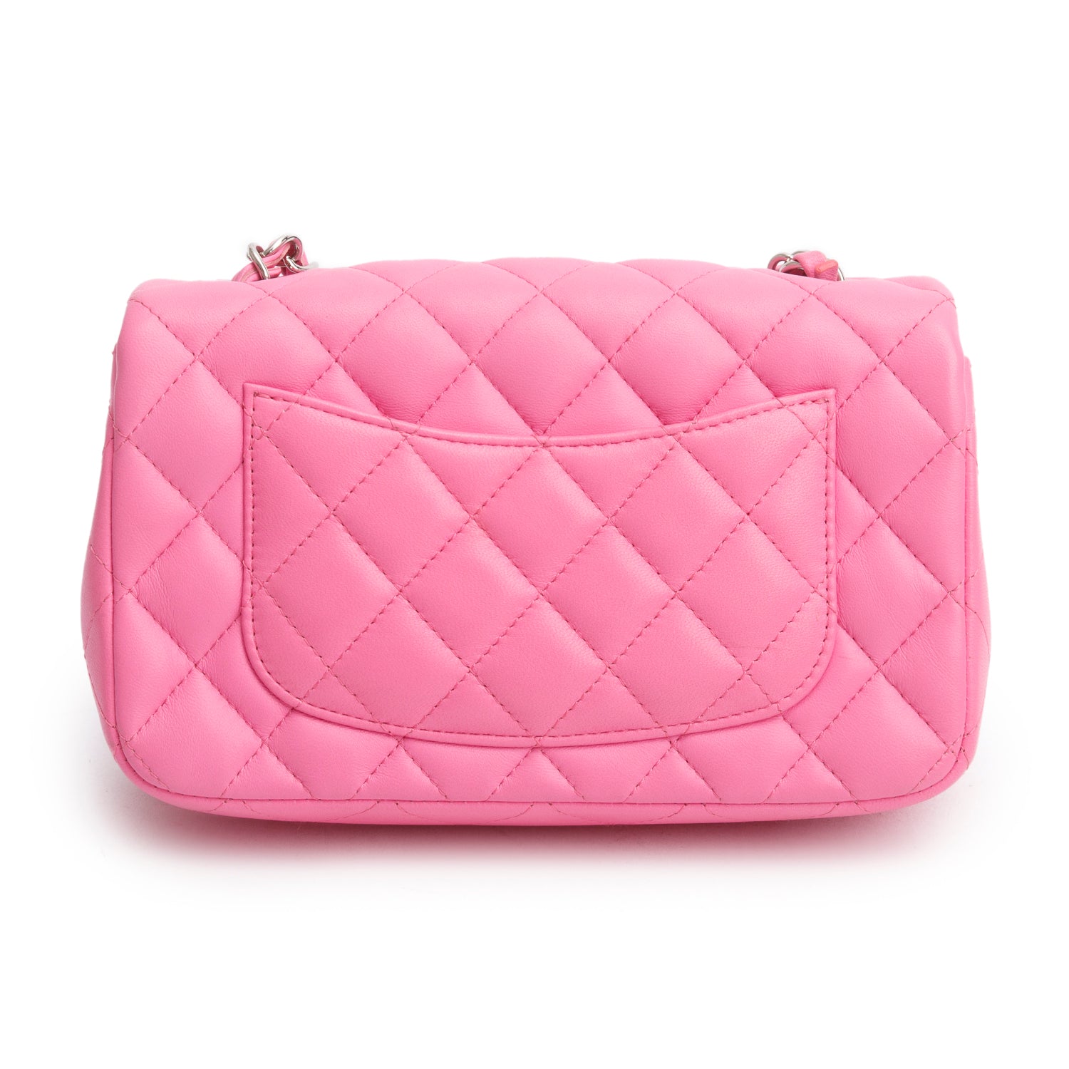 Chanel 2021 Pink Lambskin Quilted Mini Rectangular Flap Bag w/ Box & Authenticity Card