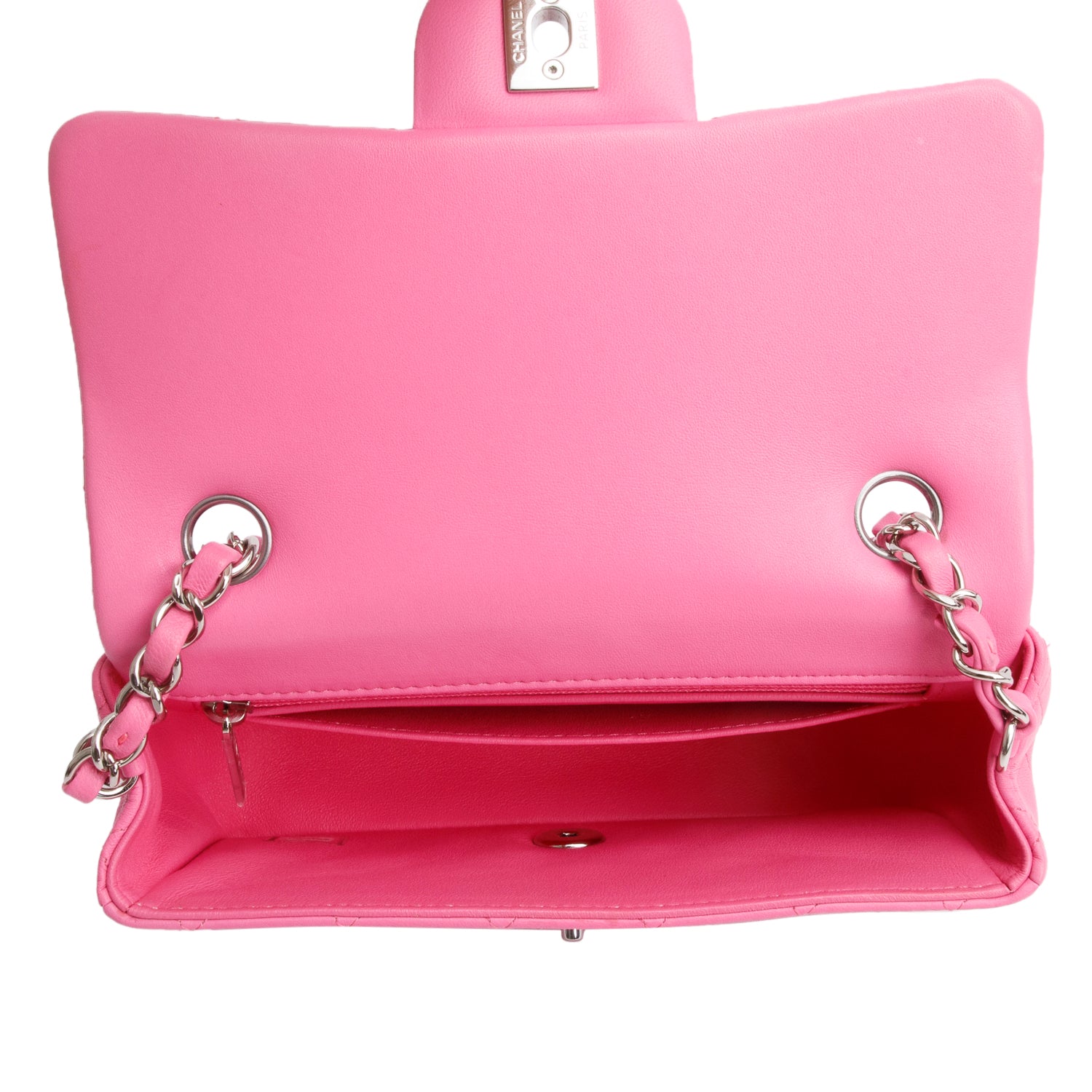 Chanel 2021 Pink Lambskin Quilted Mini Rectangular Flap Bag w/ Box & Authenticity Card