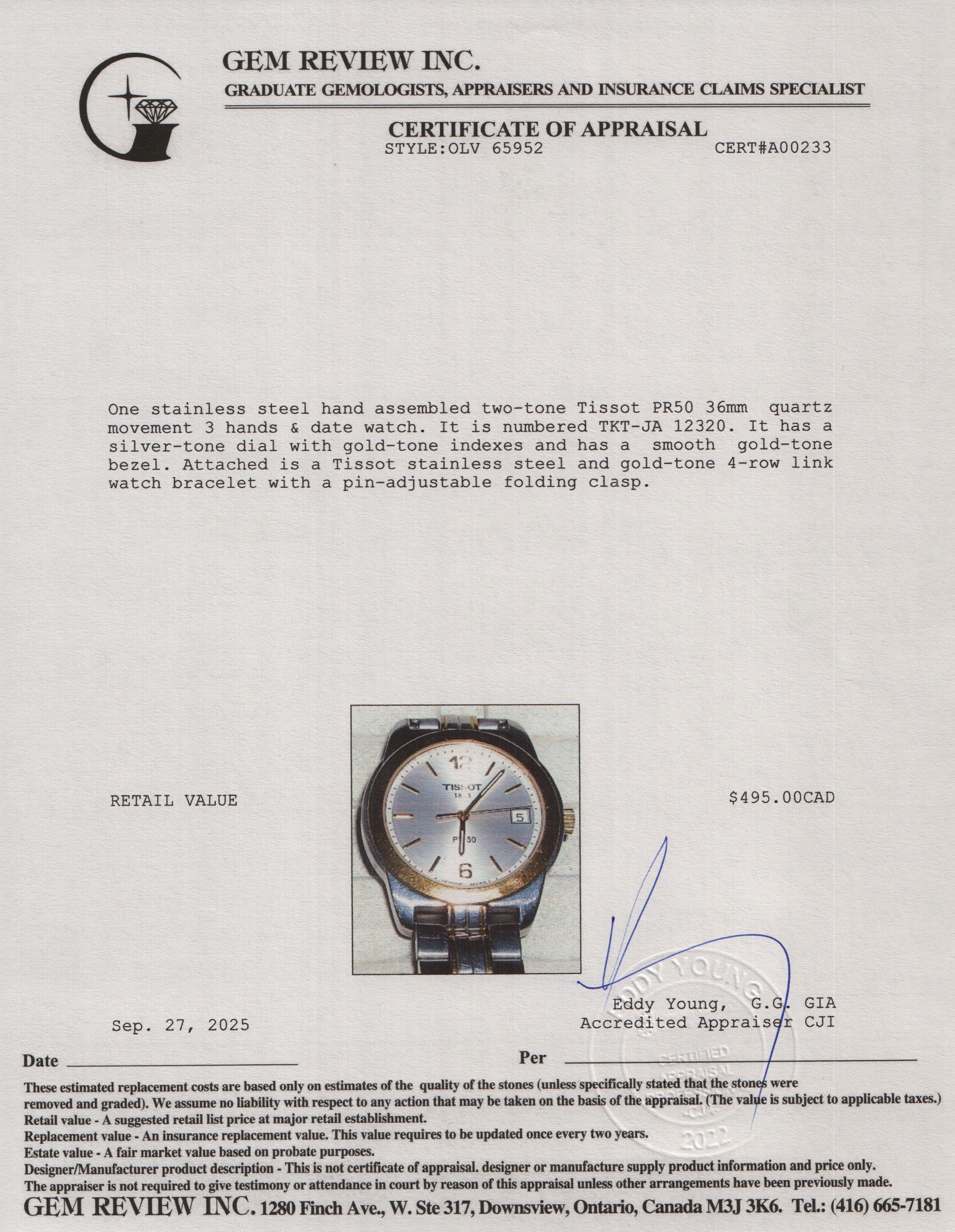 Tissot Two-Tone Stainless Steel PR50 36 MM Quartz Watch