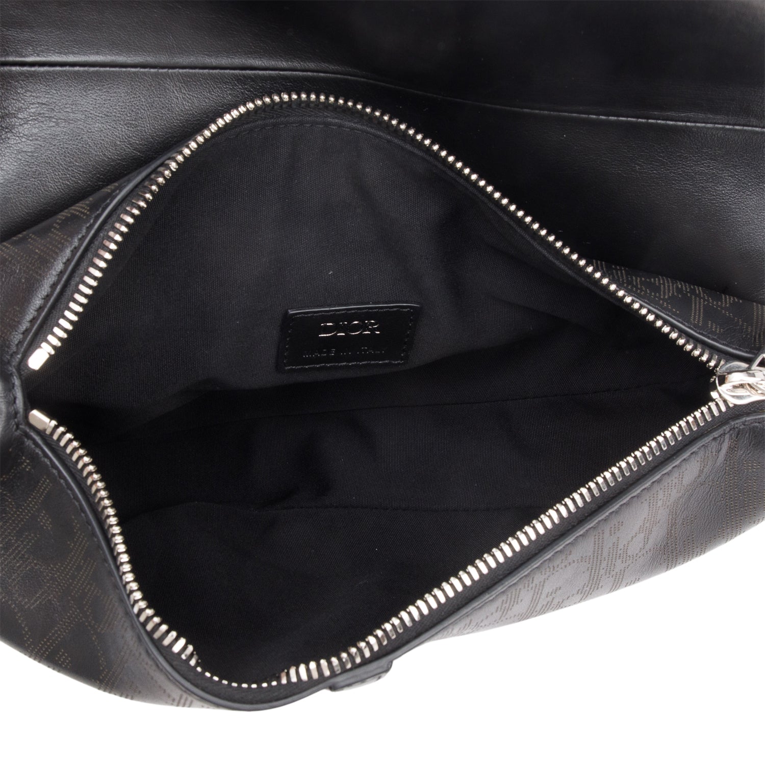 Christian Dior 2021 Black Oblique Galaxy Perforated Leather Saddle Bag w/ Box