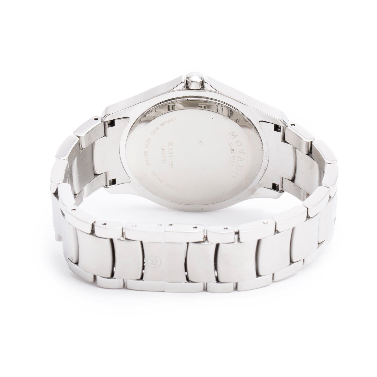 Movado Stainless Steel Masino 40 MM Quartz Watch Black Diamond Dial w/ Box