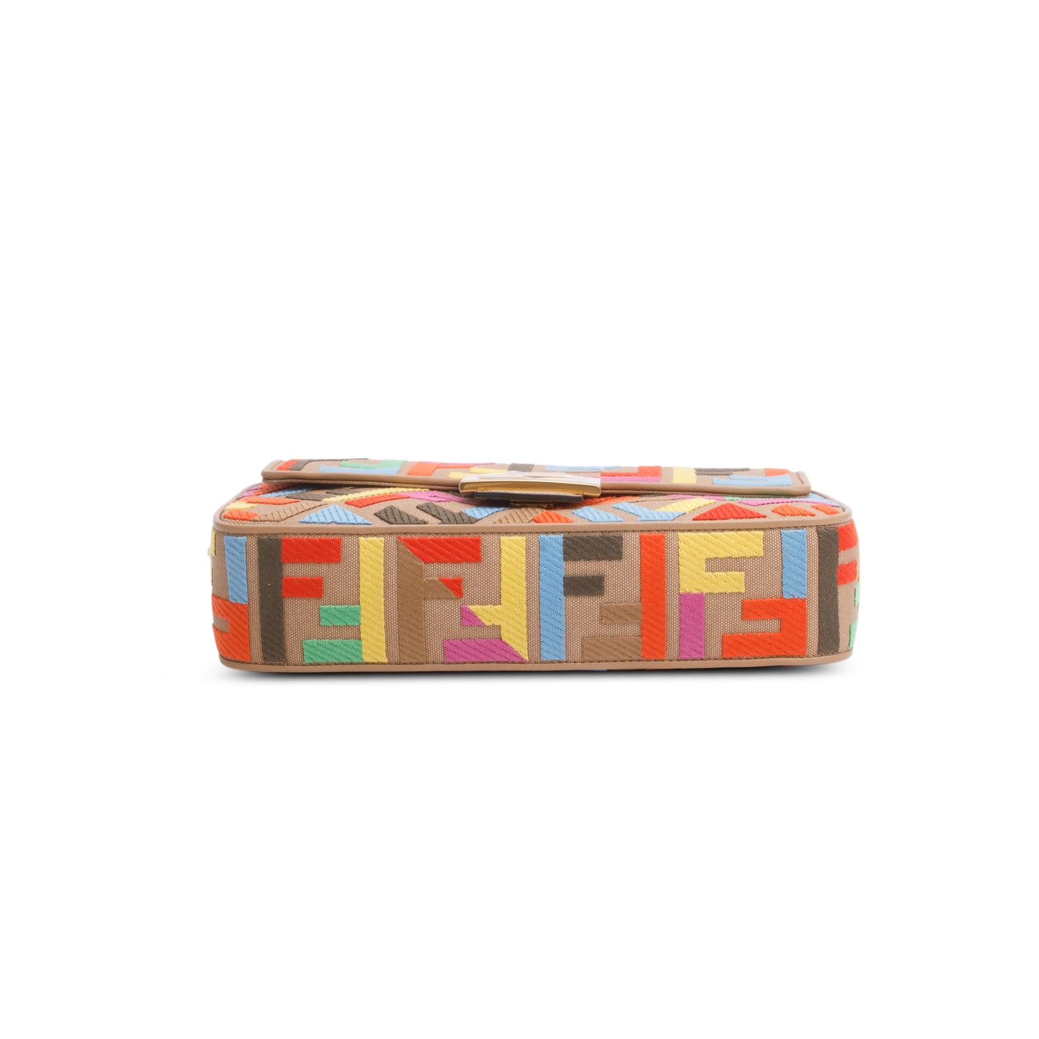 Fendi Multicolor Canvas Vitello King FF Embroidered Baguette w/ Straps
