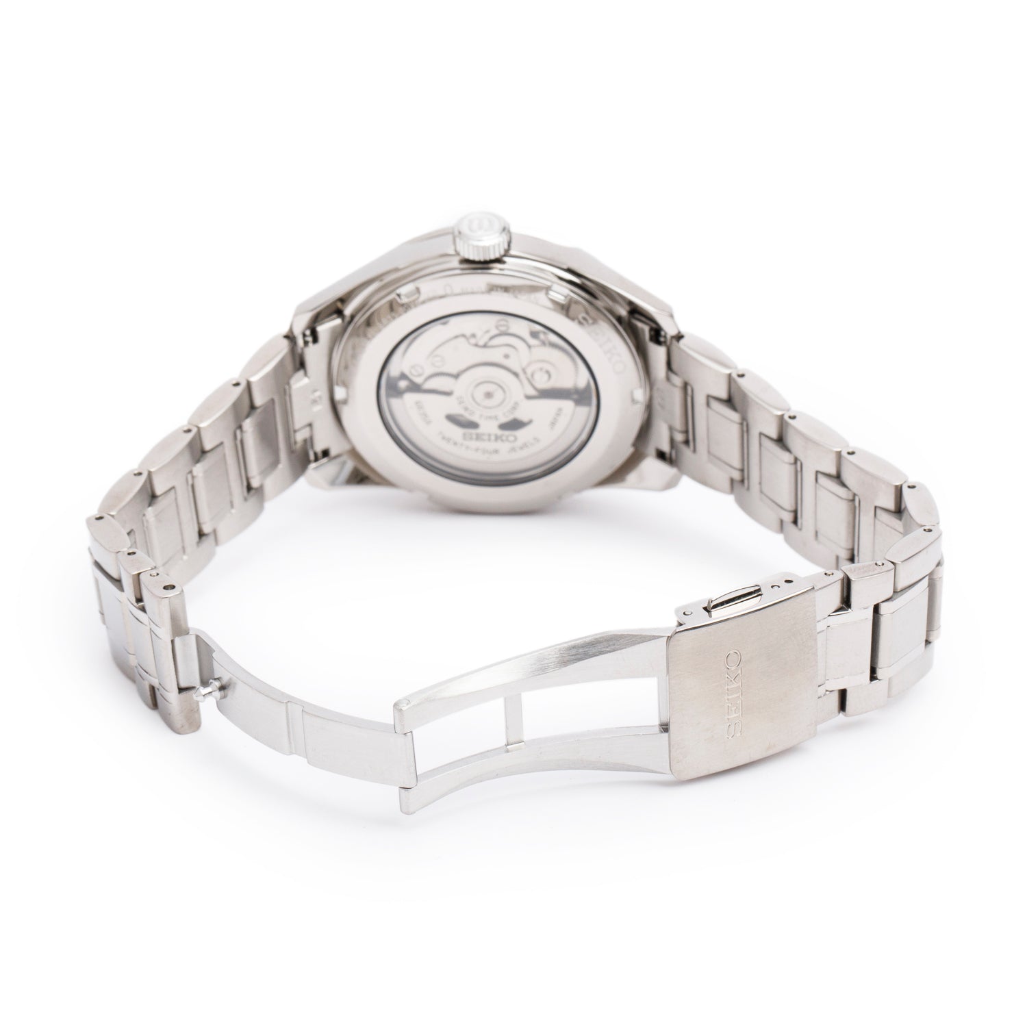Seiko Stainless Steel Presage Sharp Edged Series 40 MM Automatic Watch Silver Dial w/ Box & Extra Strap