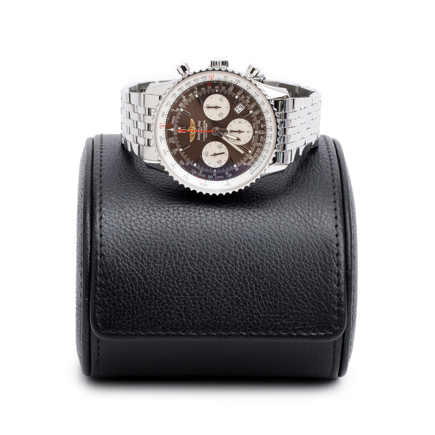 Breitling Limited Edition Stainless Steel Navitimer 01 Panamerican 43 MM Automatic Chronograph Watch Bronze Dial AB0121 w/ Leather Case