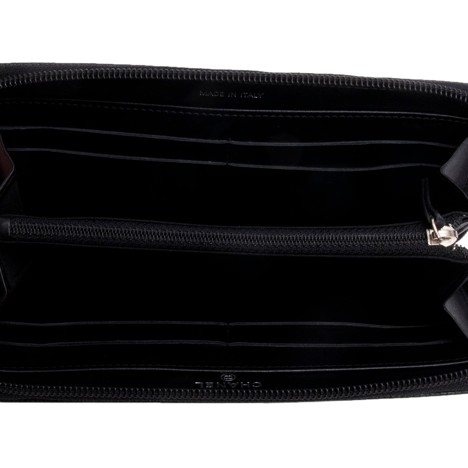 Chanel Black Caviar Timeless CC Zip Around Wallet w/ Authenticity Card