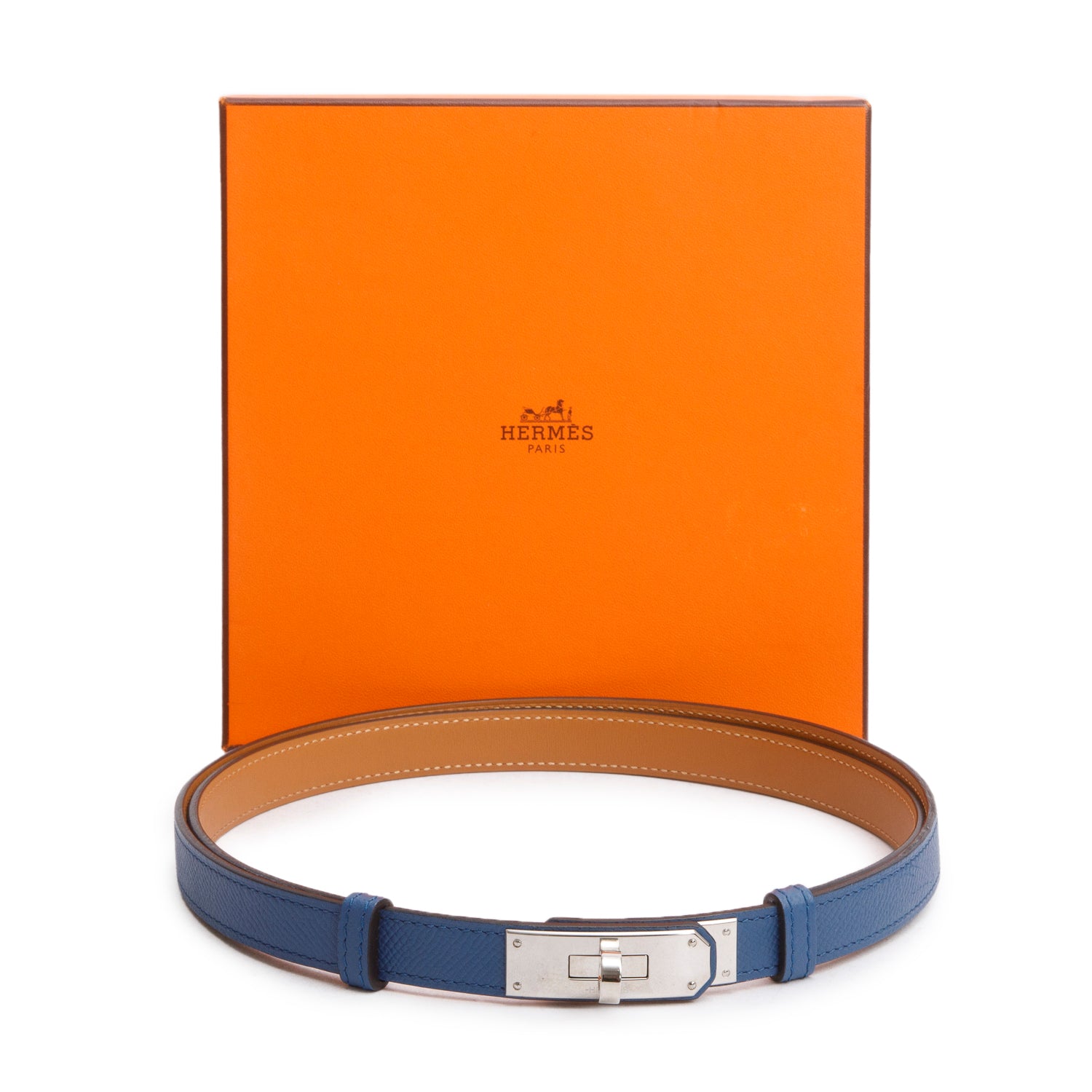 Hermes Bleu De Prusse Epsom Kelly 18 Belt w/ Box