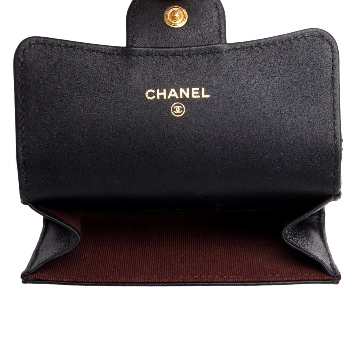 Chanel Black Lambskin Quilted Flap Card Holder w/ Box