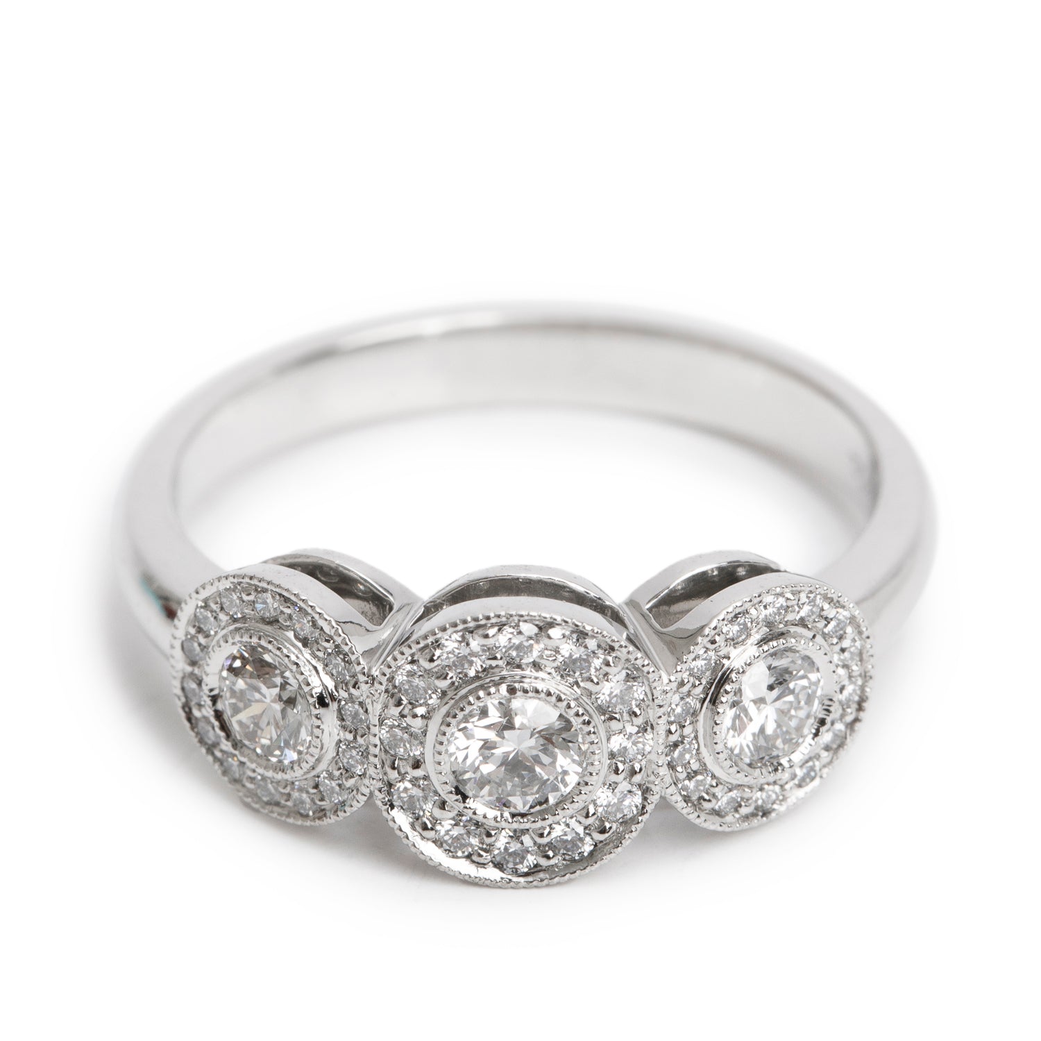 Tiffany & Co. Platinum Diamond Three-Stone Circlet Ring, Size 8 w/ Box