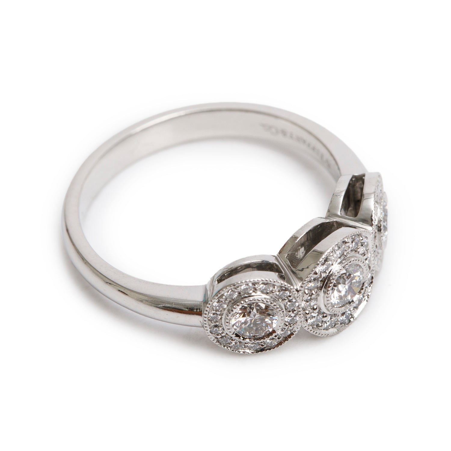 Tiffany & Co. Platinum Diamond Three-Stone Circlet Ring, Size 8 w/ Box