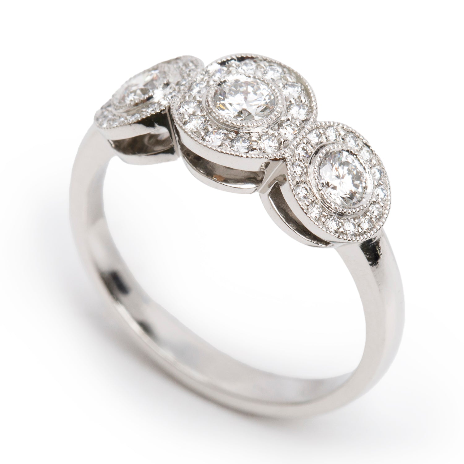 Tiffany & Co. Platinum Diamond Three-Stone Circlet Ring, Size 8 w/ Box