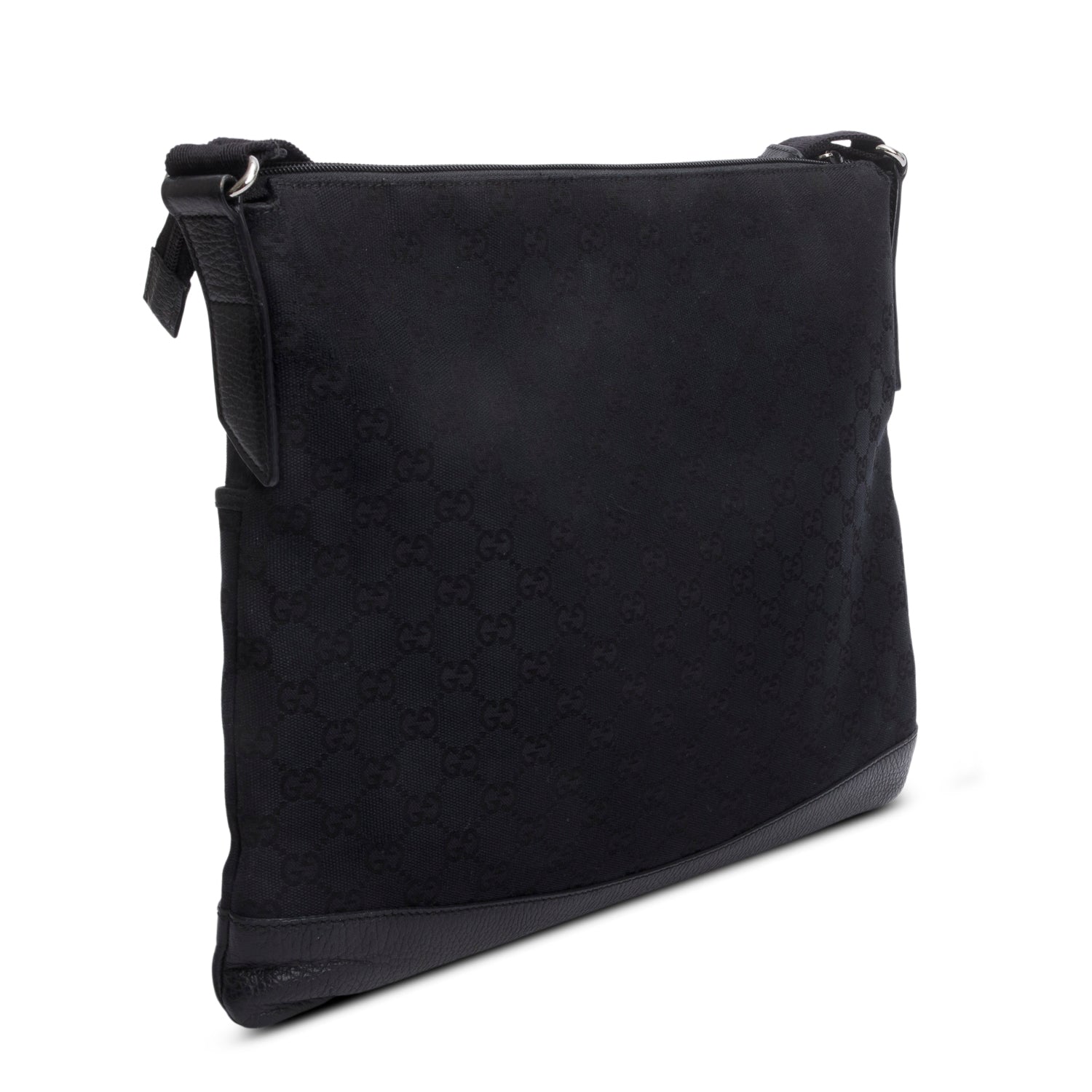 Gucci Black Monogram Canvas Messenger Bag