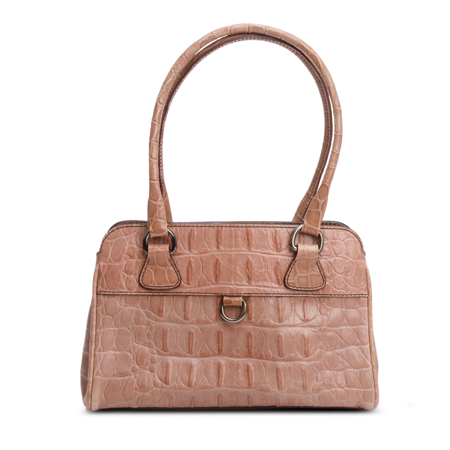 Miu Miu Pink Croc Embossed Leather Bauletto Satchel