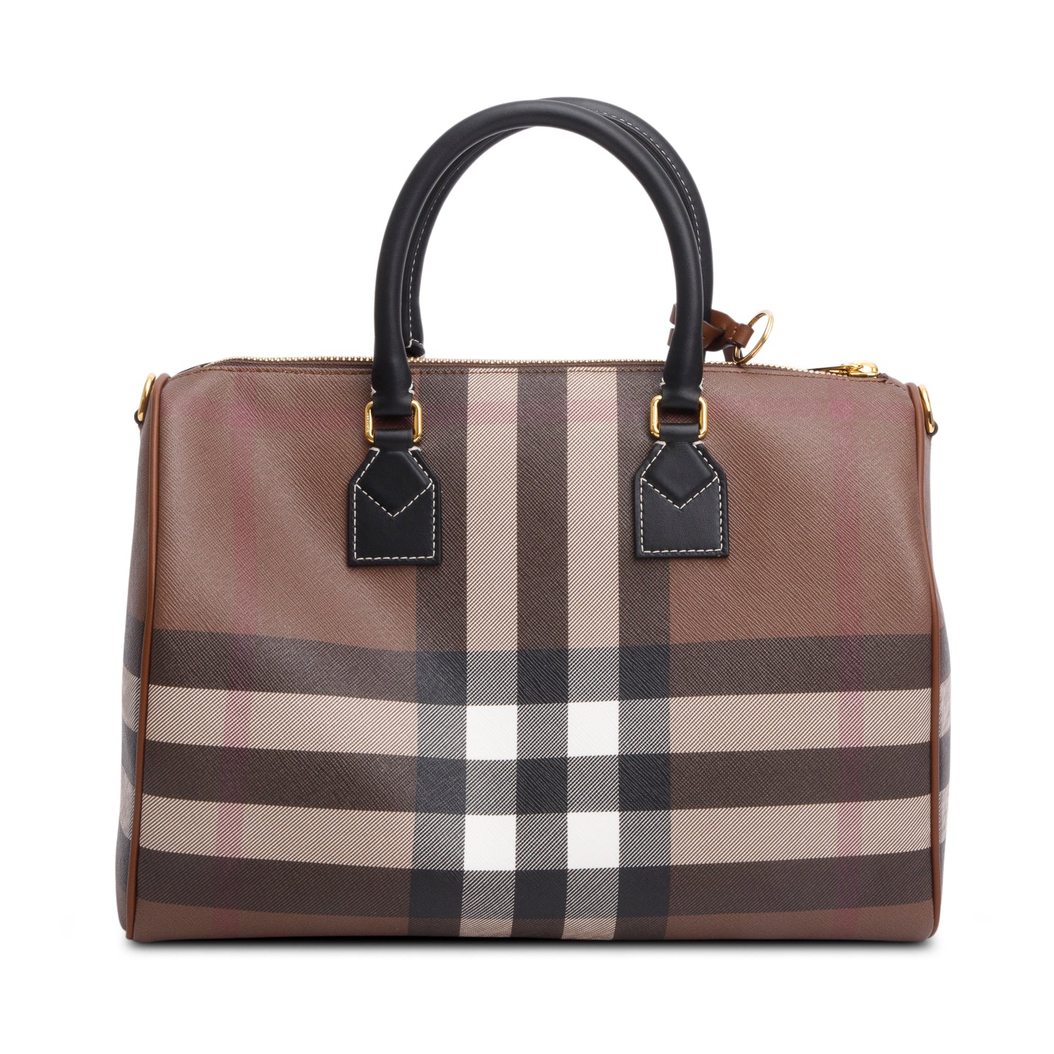 Burberry Brown Medium Check Bowling Bag w/ Box & Strap