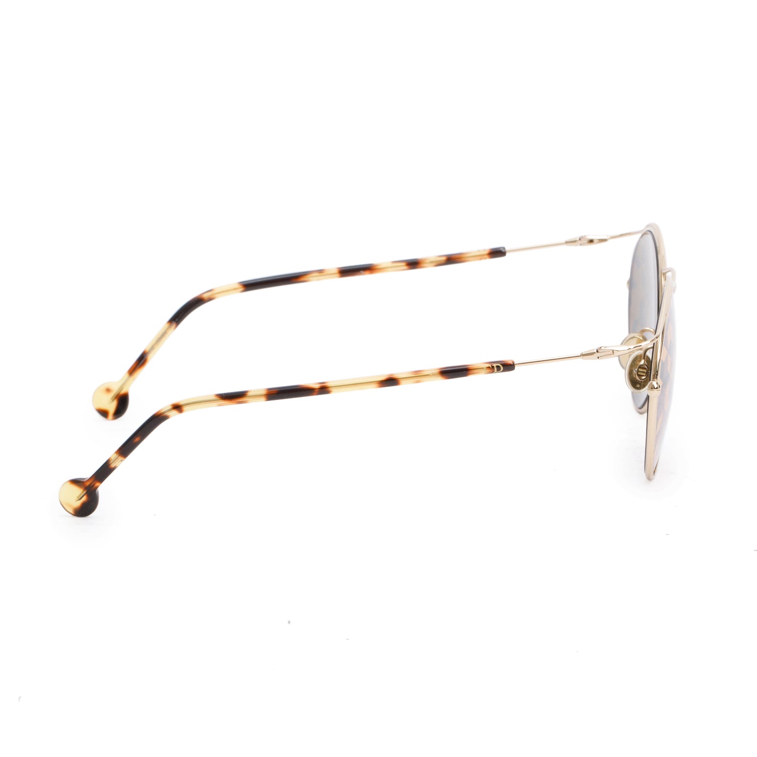 Christian Dior ORIGINS1 Gold Tone Marqueterie Print Sunglasses w/ Case