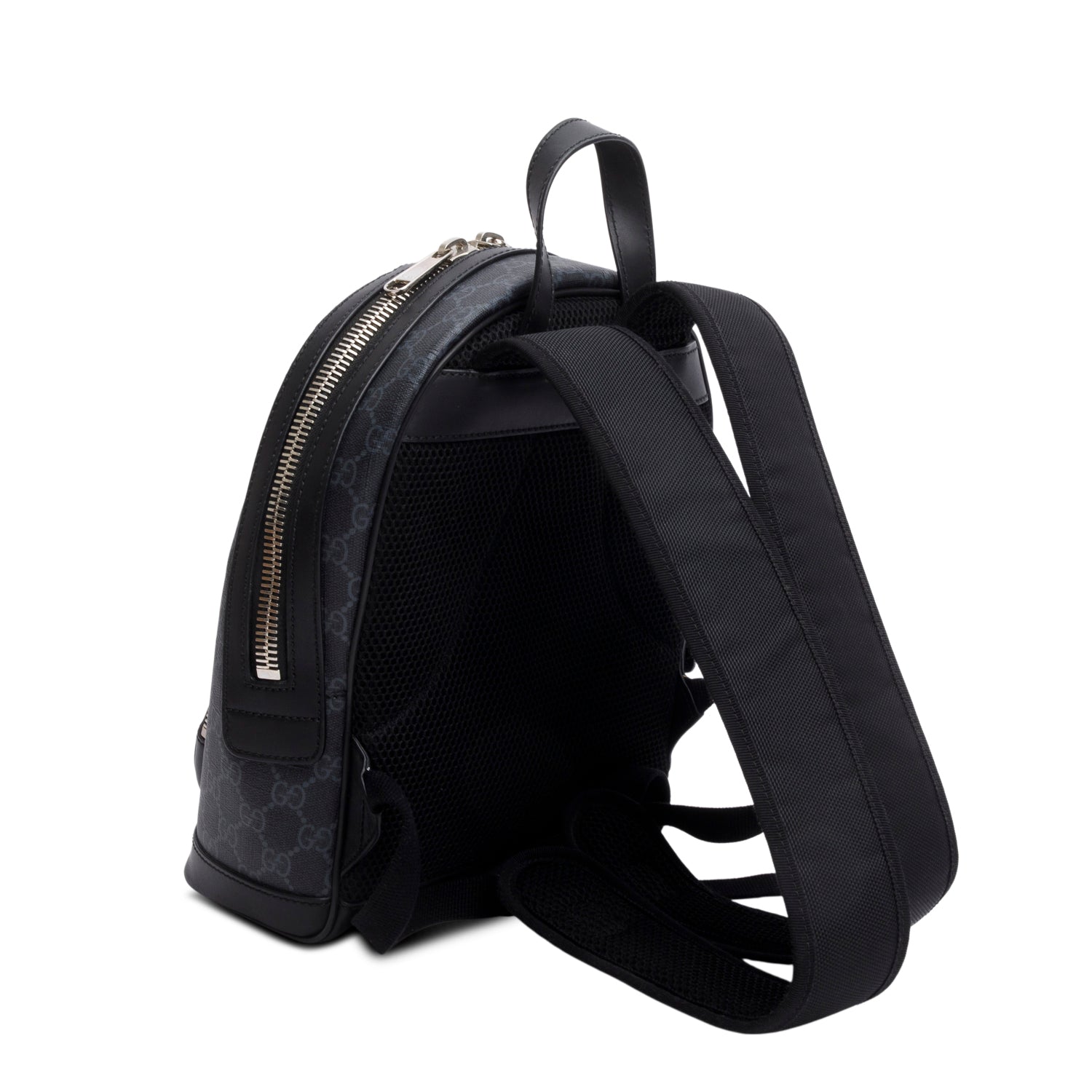 Gucci Black GG Supreme Monogram Calfskin Web Small Ophidia Day Backpack w/ Box