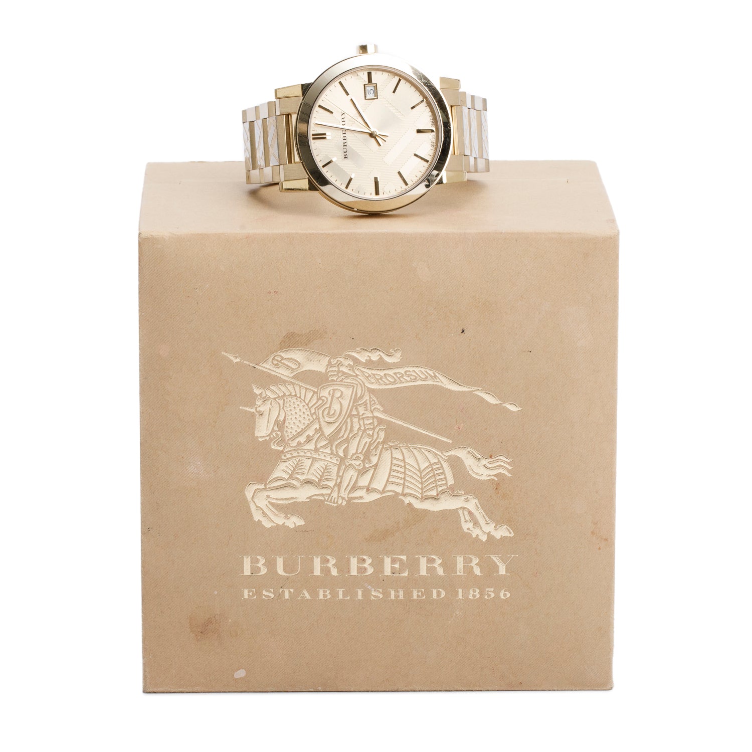 Burberry Gold-Plated Stainless Steel BU9038 38 MM The City Quartz Watch w/ Box