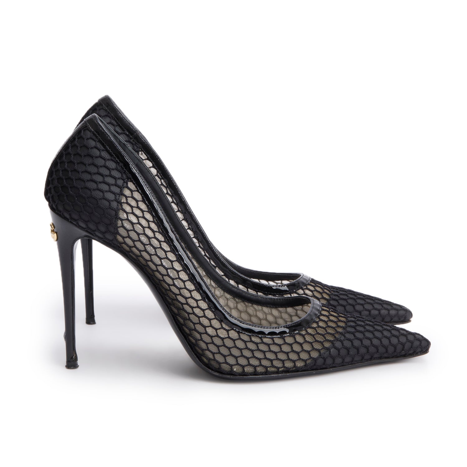 Dolce & Gabbana Black Fishnet Cap Toe Pumps, Size 39 w/ Box