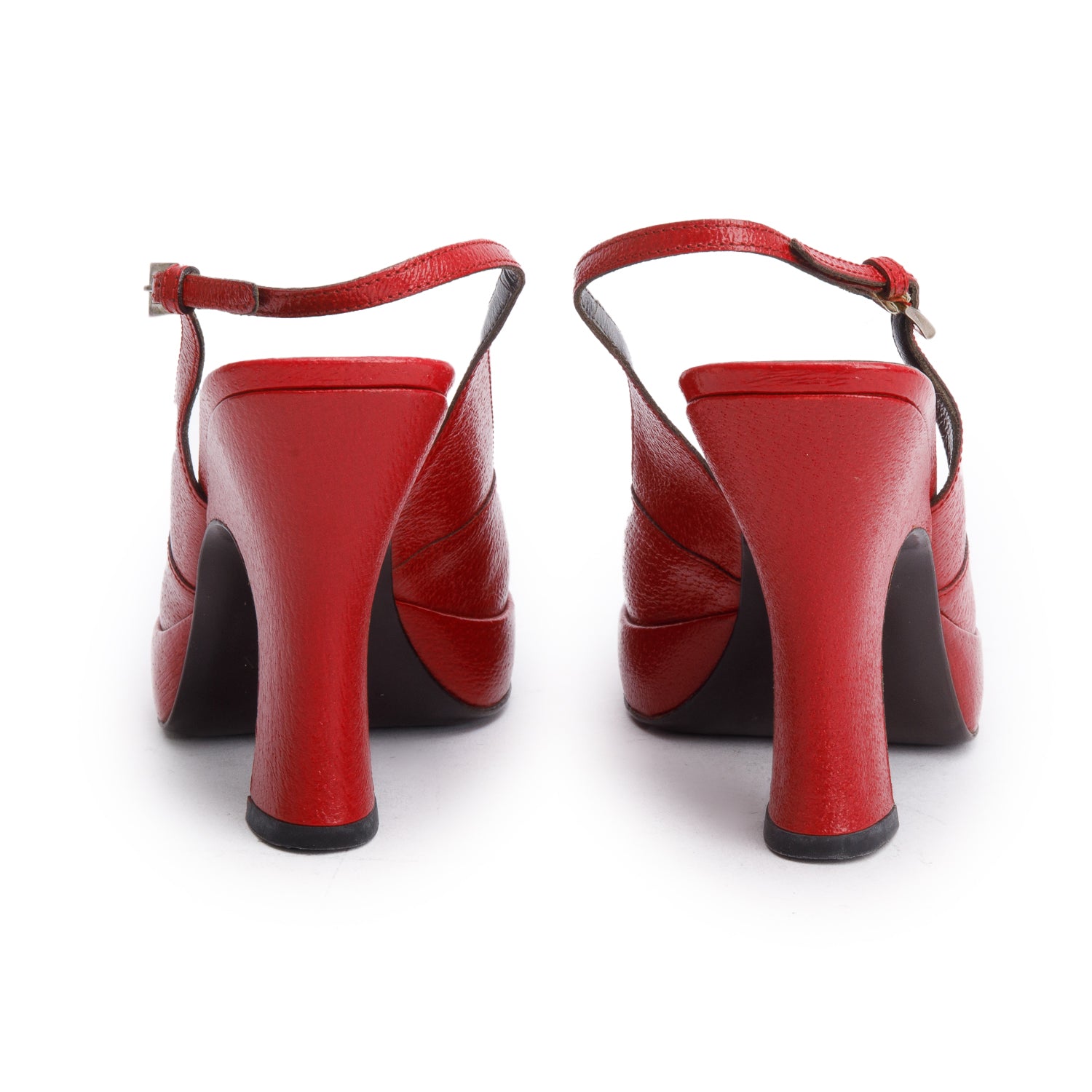 Prada Red Patent Leather Platform Sandals, Size 38