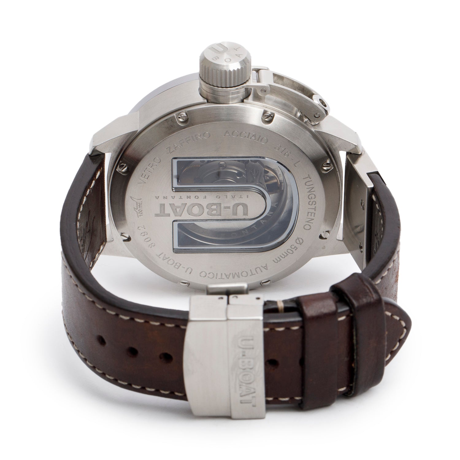 U-Boat Stainless Steel Lefty Classico 50 MM Automatic Watch w/ Box & Papers