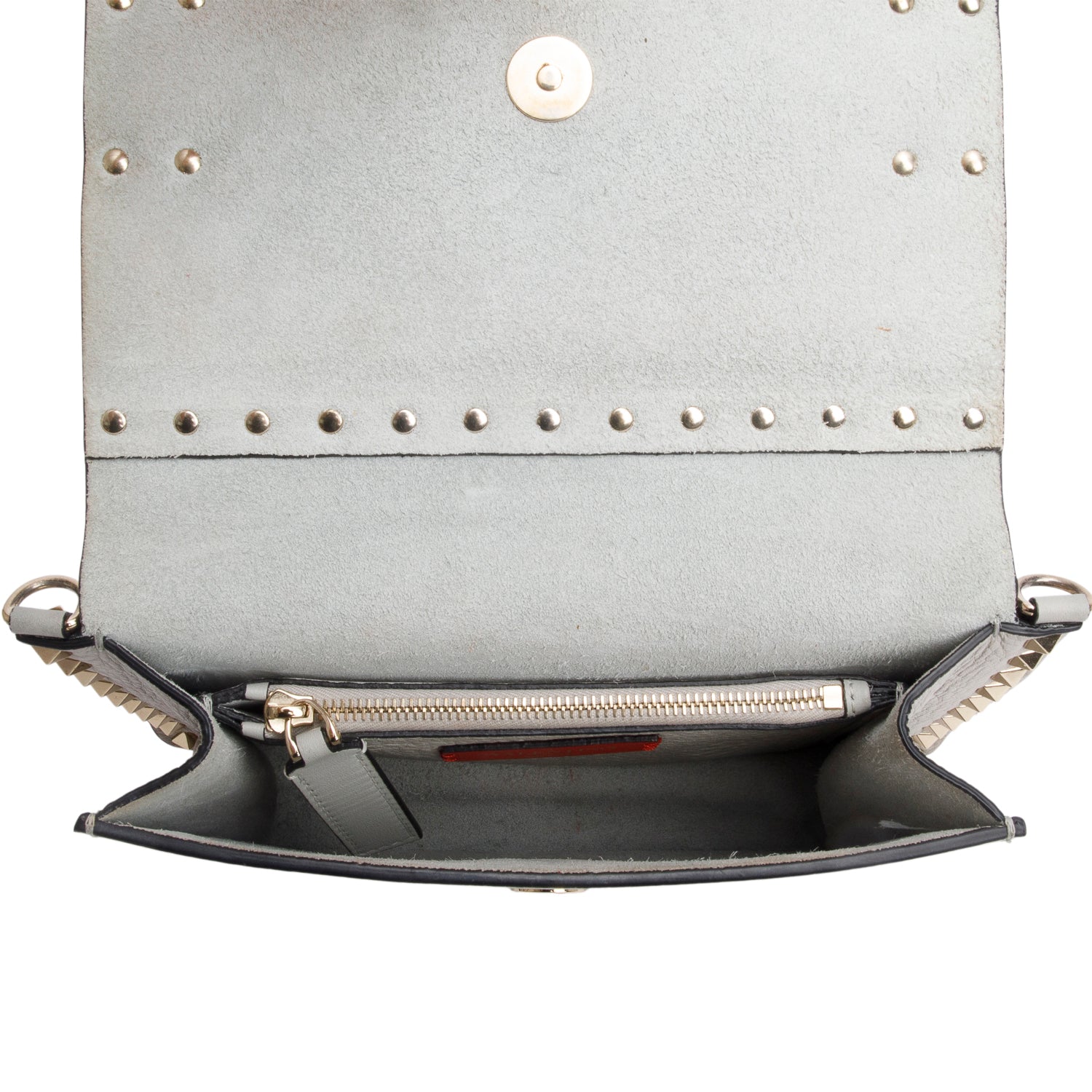 Valentino Grey Vitello Rockstud Side Slip Crossbody Bag w/ Box