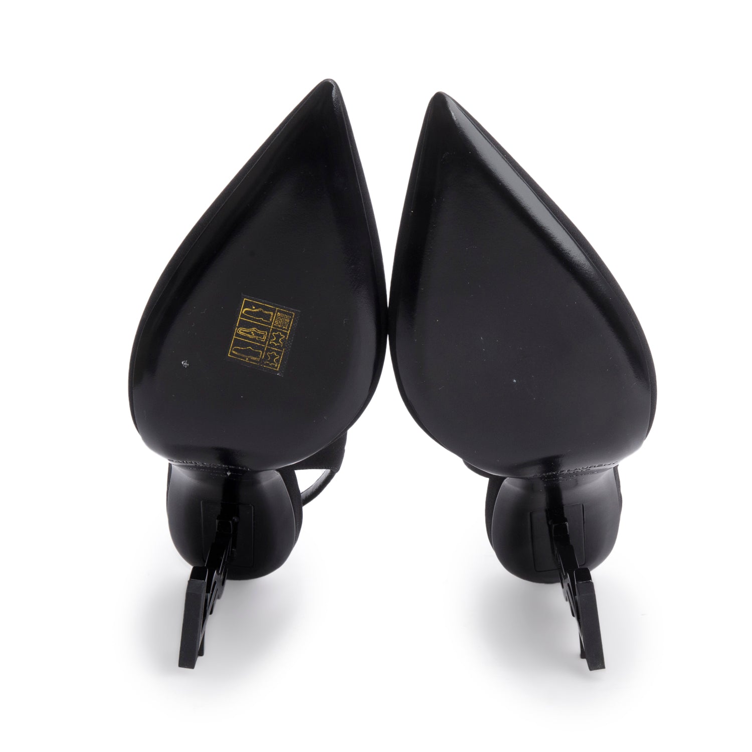 Saint Laurent Black Crepe Satin Opyum Crystal Slingback Pump, Size 39 w/ Box