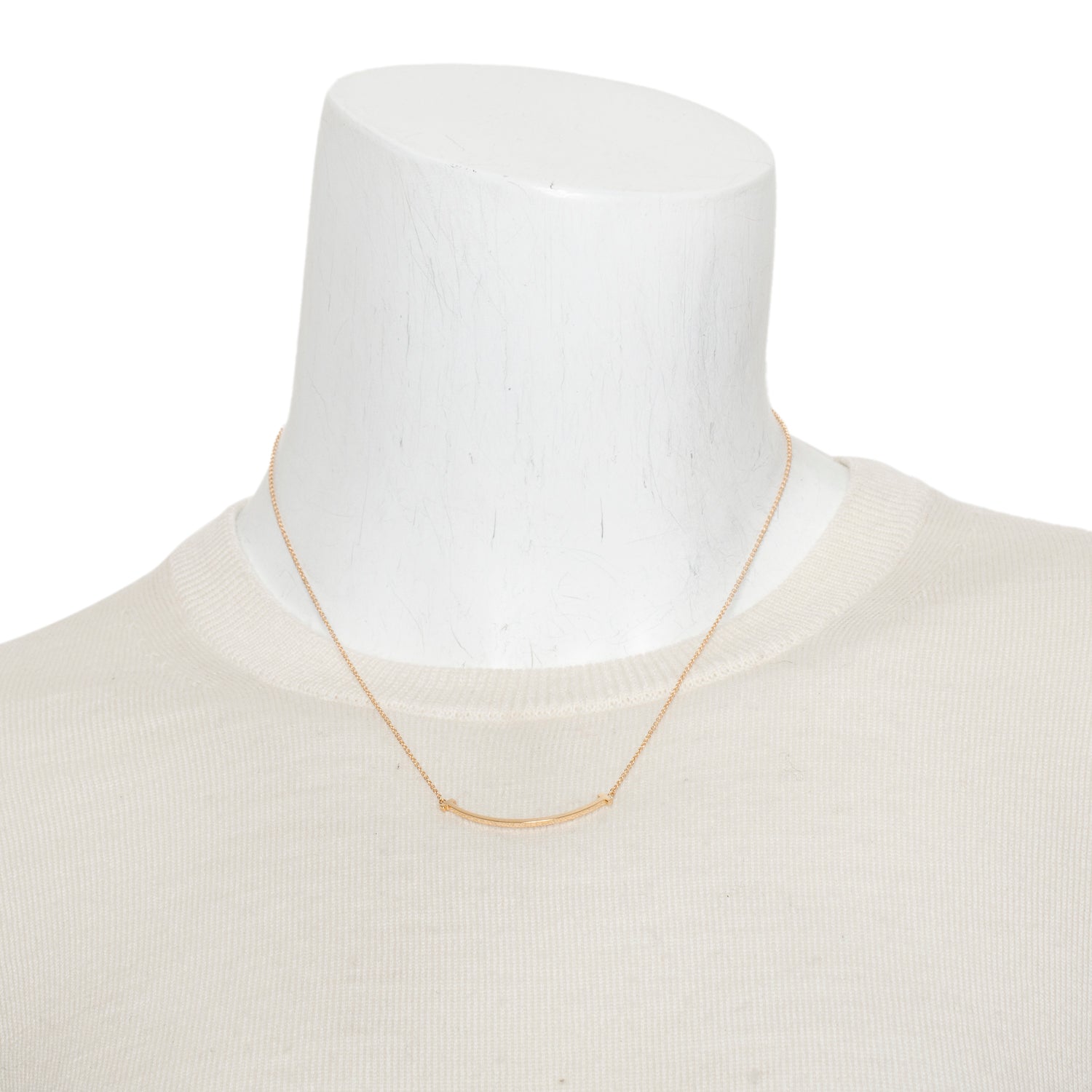 Tiffany & Co. 18k Rose Gold Small T Smile Pendant Necklace w/ Box