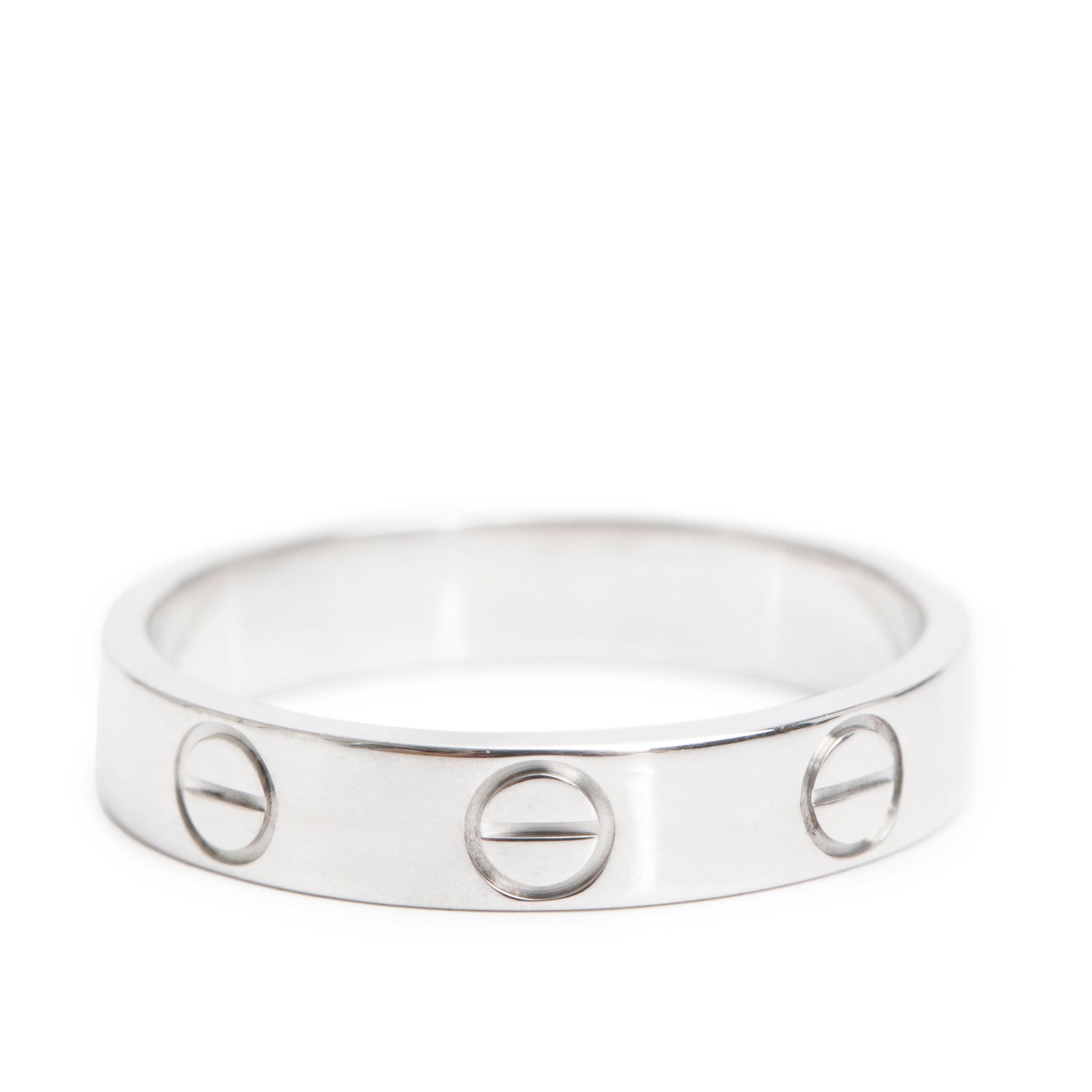 Cartier 18k White Gold 3.6 MM Love Wedding Band Ring, Size 48 4.75
