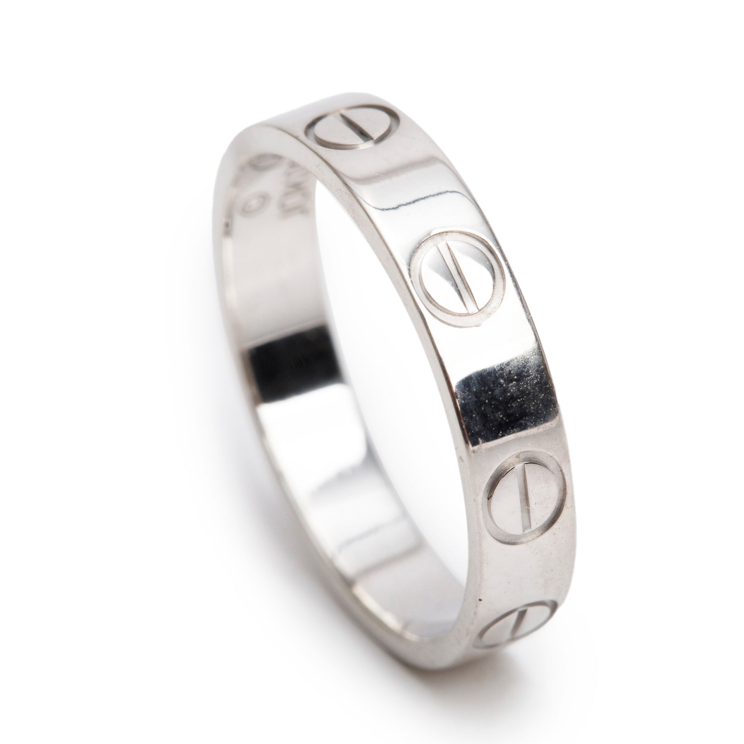 Cartier 18k White Gold 3.6 MM Love Wedding Band Ring, Size 48 4.75
