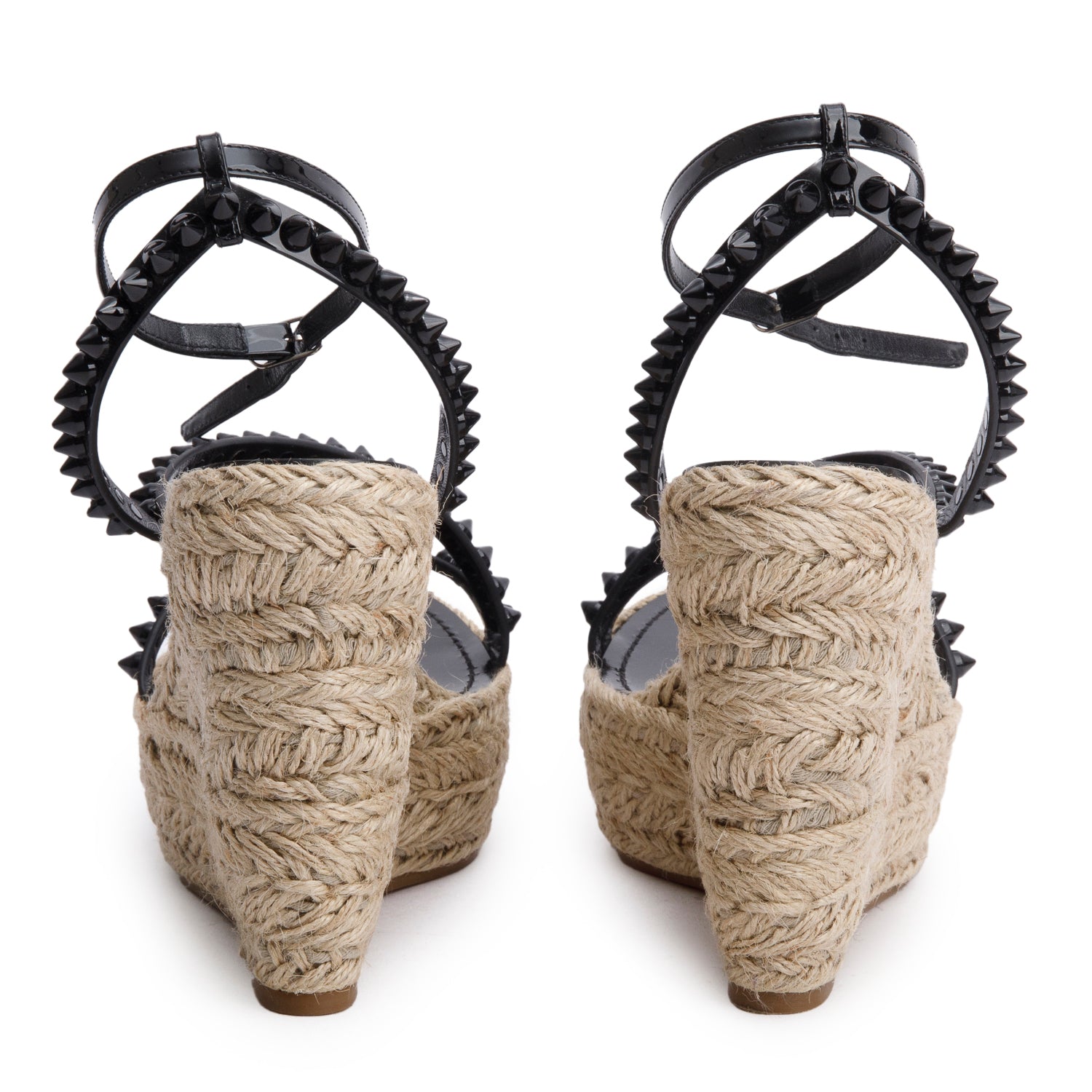 Christian Louboutin Black Patent Leather Mafaldina Zeppa 120 Platform Sandals, Size 40 w/ Box