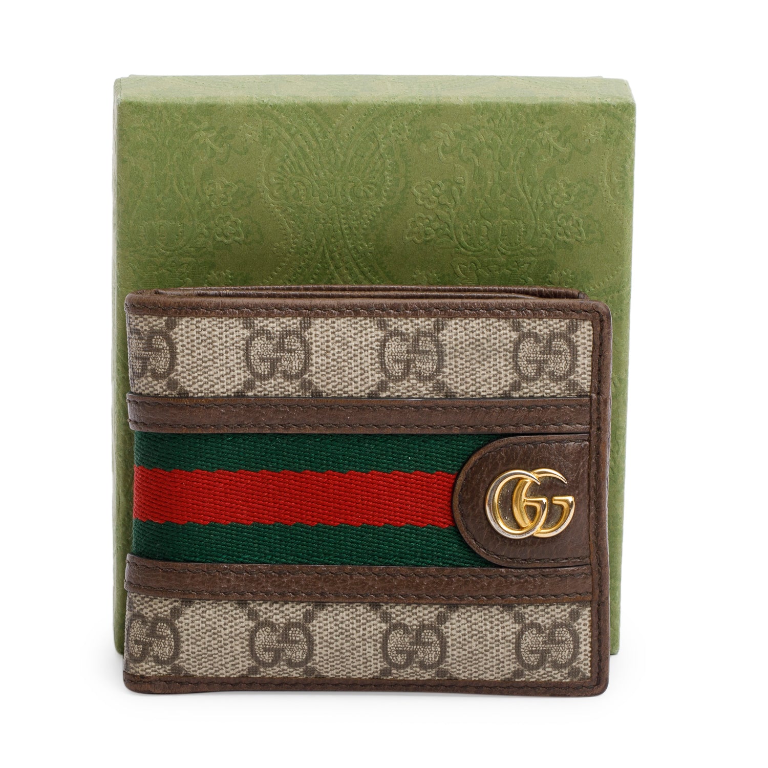 Gucci Beige GG Supreme Web Ophidia Bifold Wallet w/ Box