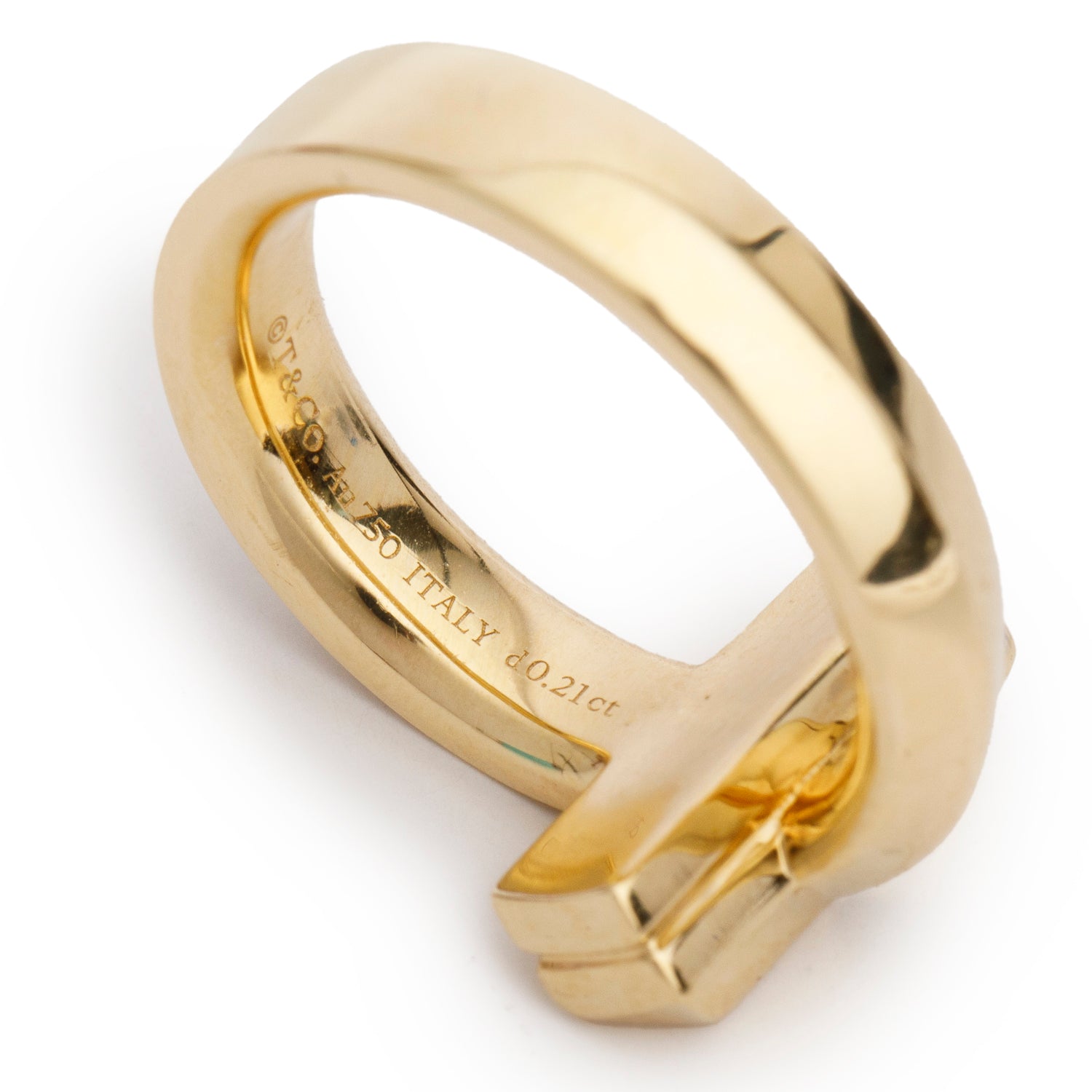 Tiffany & Co. 18k Yellow Gold T1 Diamond Ring, Size 5.5 w/ Box & Receipt