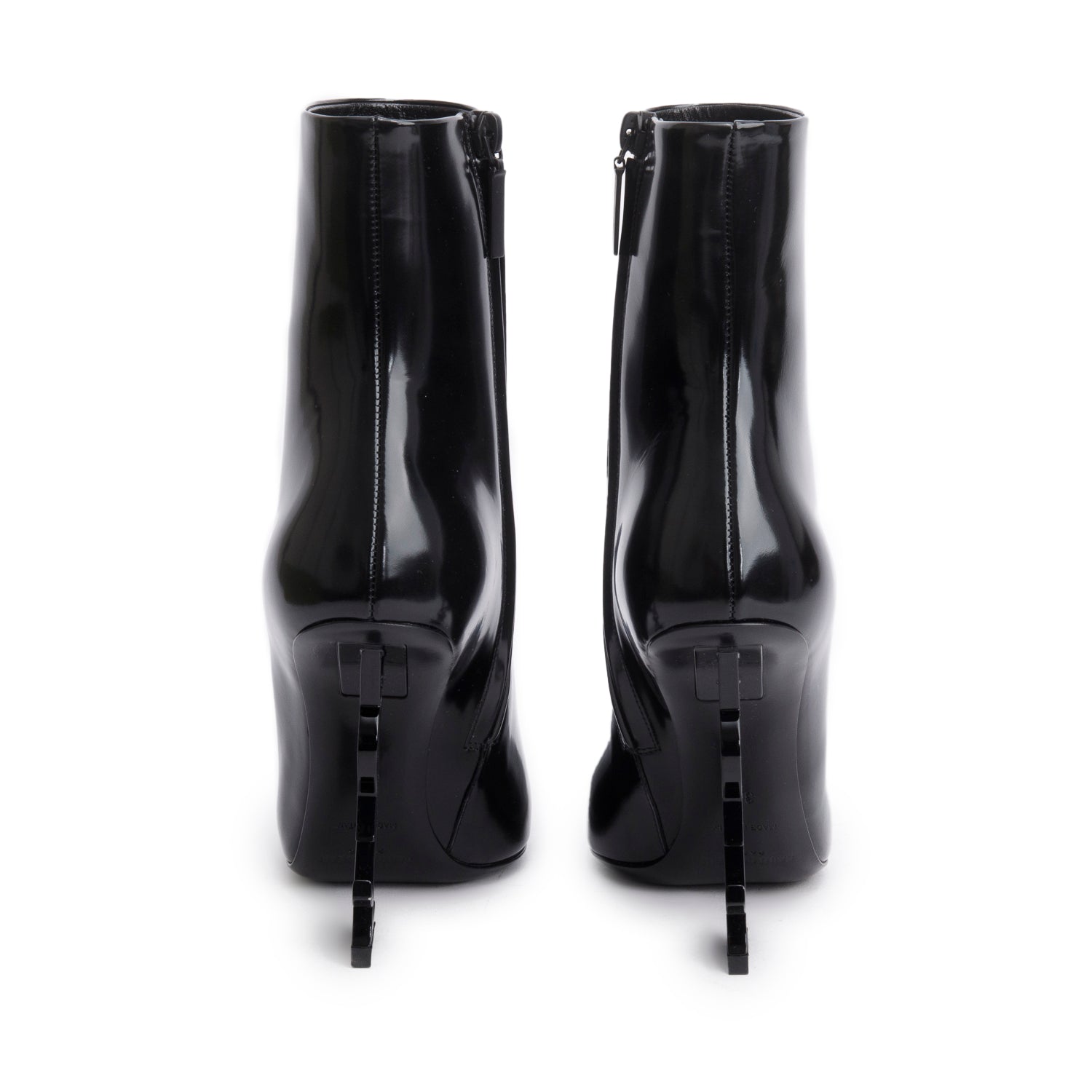Saint Laurent Black Patent Leather Opyum Ankle Boots, Size 37 w/ Box