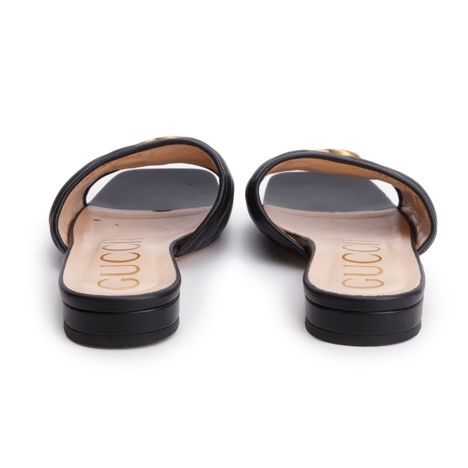 Gucci Black GG Matelasse Leather Slide Sandals, Size 40 w/ Box