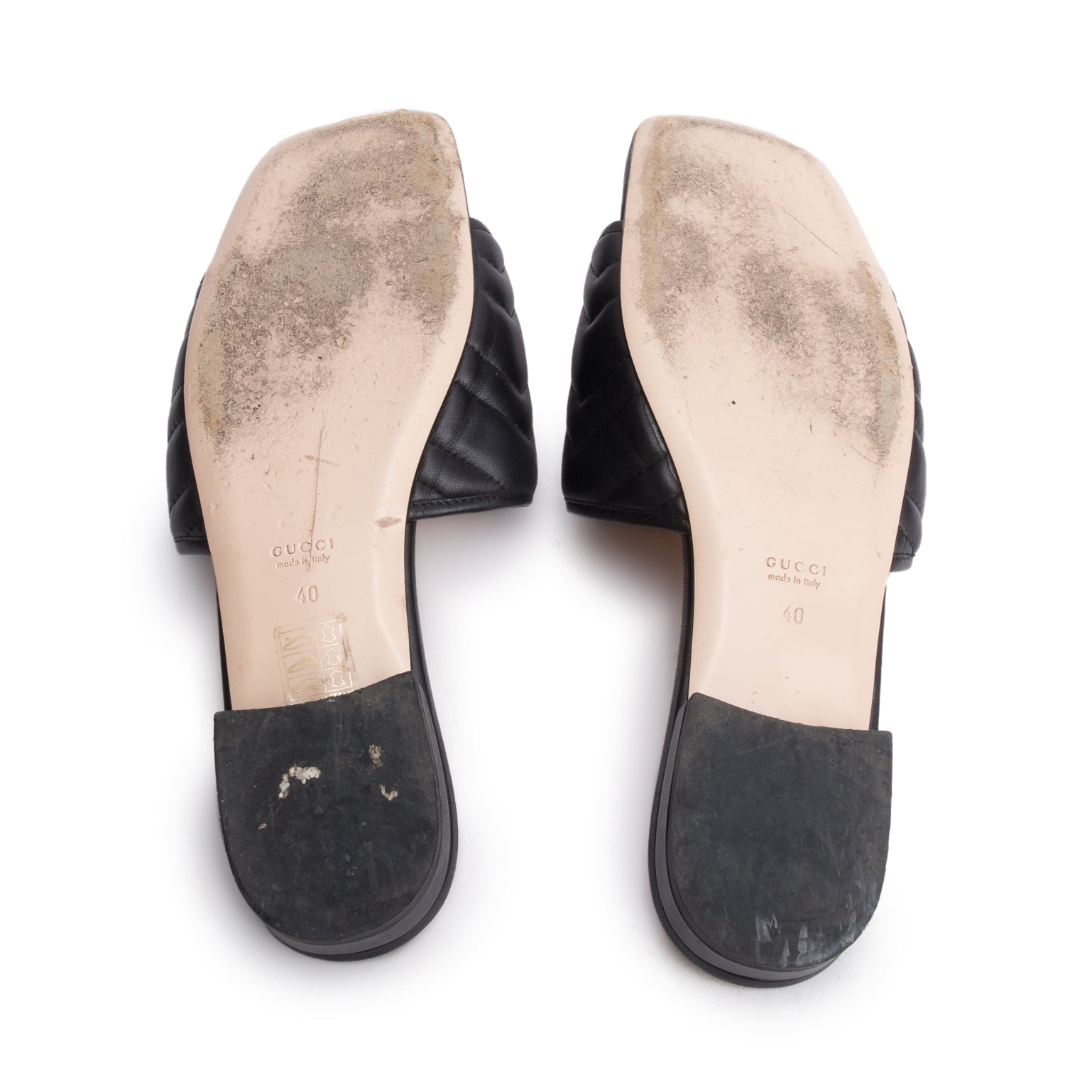 Gucci Black GG Matelasse Leather Slide Sandals, Size 40 w/ Box