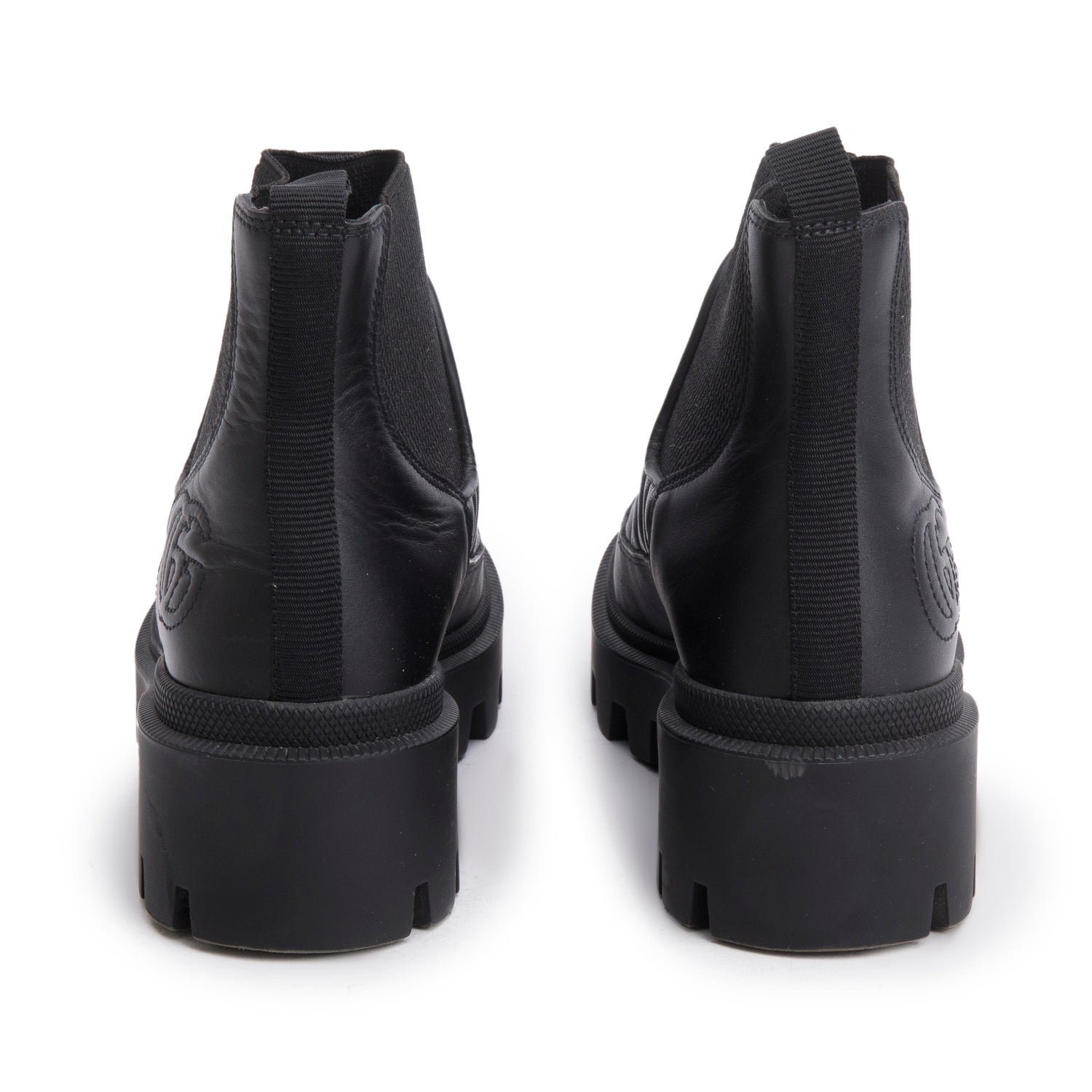 Gucci Black Nappa Matelasse Leather Frances Chelsea Ankle Boots, Size 34.5 w/ Box