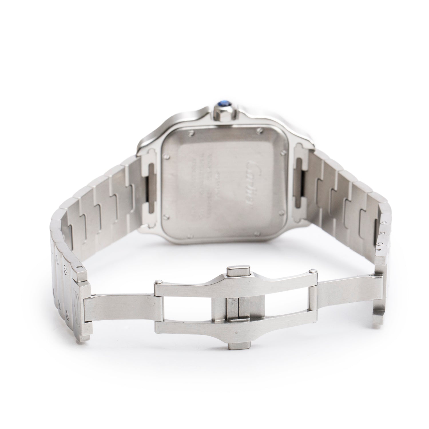 Cartier Stainless Steel Santos de Cartier Automatic Watch, Large Model Silver Dial 4072 w/ Box , Papers & Extra Strap