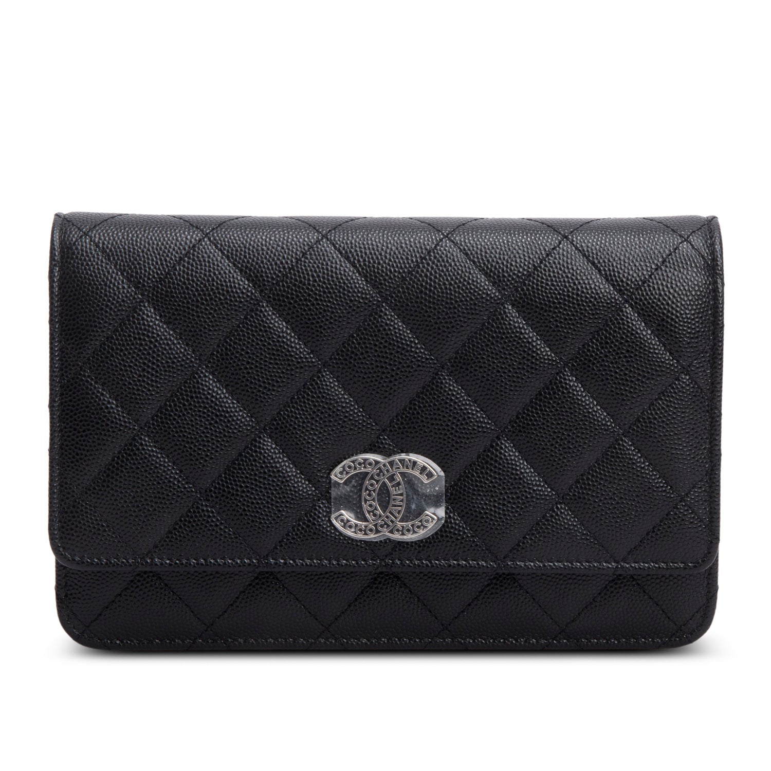 Chanel 2024 Black Quilted Caviar Leather Coco Chanel CC Wallet on Chain w/ Box & Receipt