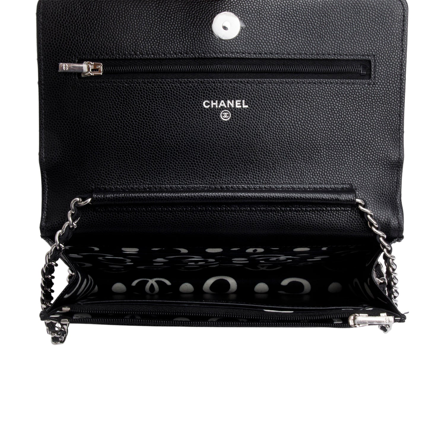 Chanel 2024 Black Quilted Caviar Leather Coco Chanel CC Wallet on Chain w/ Box & Receipt