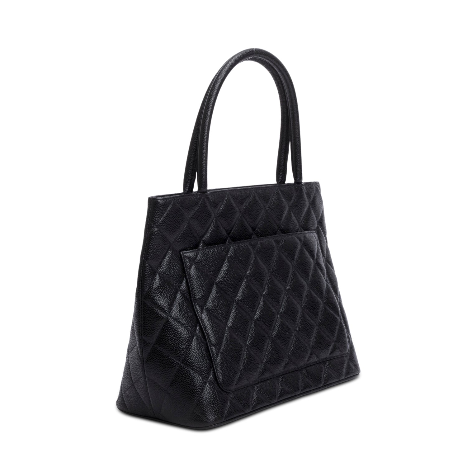 Chanel Vintage Black Caviar Leather Medallion Tote