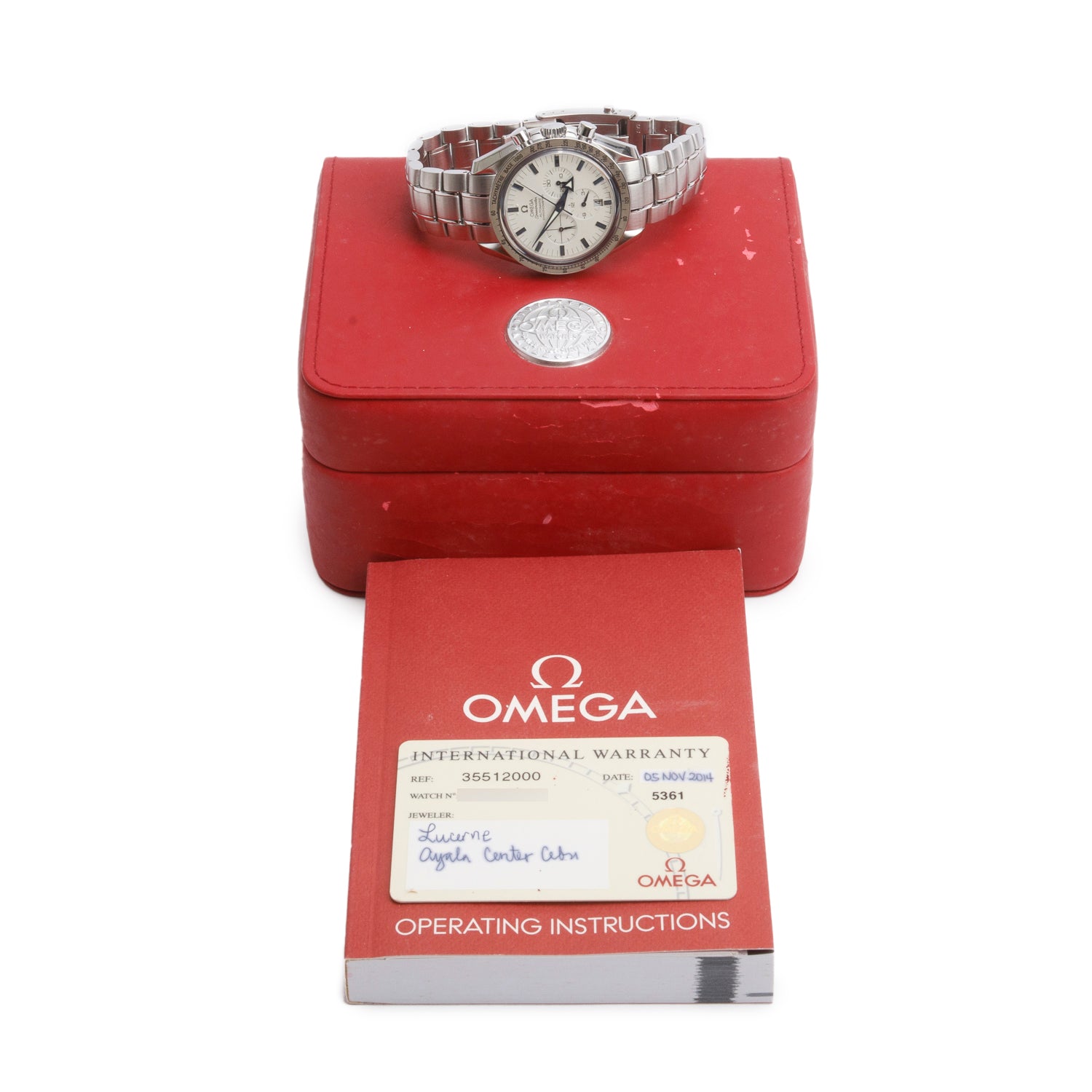 Omega Stainless Steel Speedmaster Broad Arrow 42 MM Automatic Chronograph Watch White Dial w/ Box & Papers