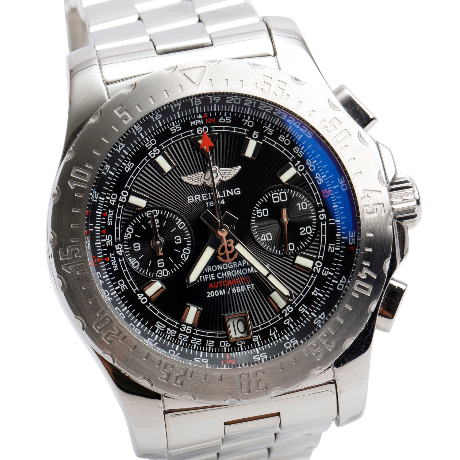 Breitling Stainless Steel Professional Skyracer 43.5 MM Chronograph Automatic Watch Black Dial A27362 w/ Box & Papers