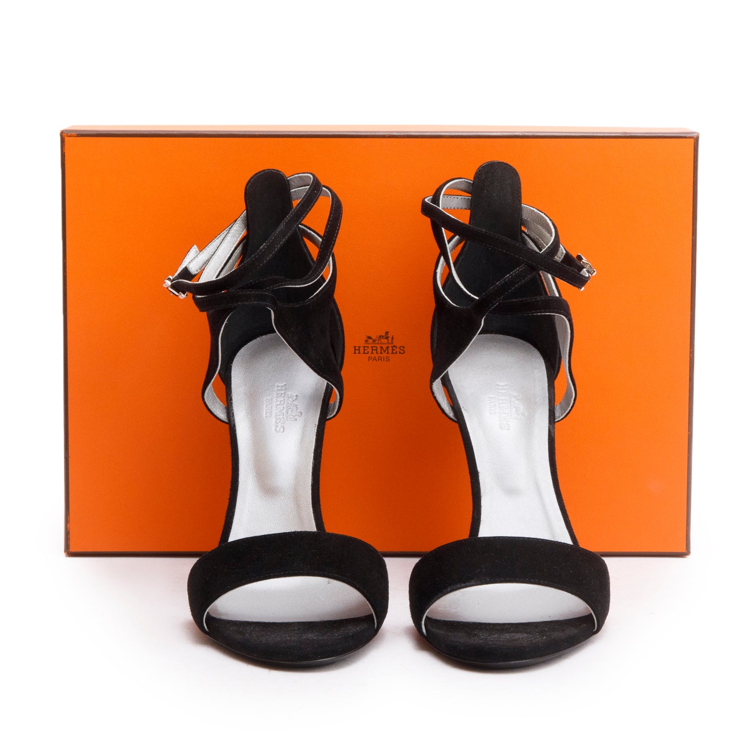 Hermes Black Suede D'Orsay Pump Sandals, Size 38 w/ Box
