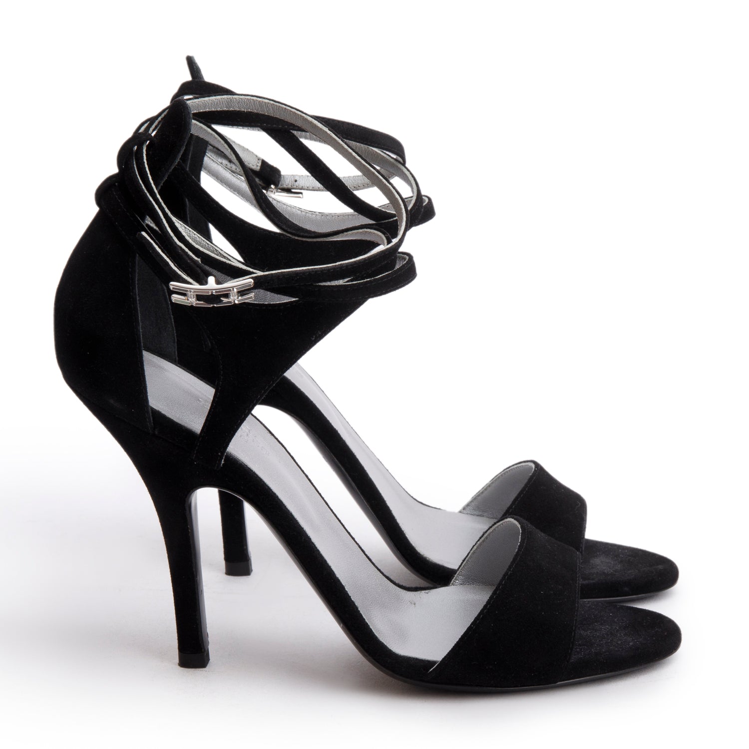 Hermes Black Suede D'Orsay Pump Sandals, Size 38 w/ Box