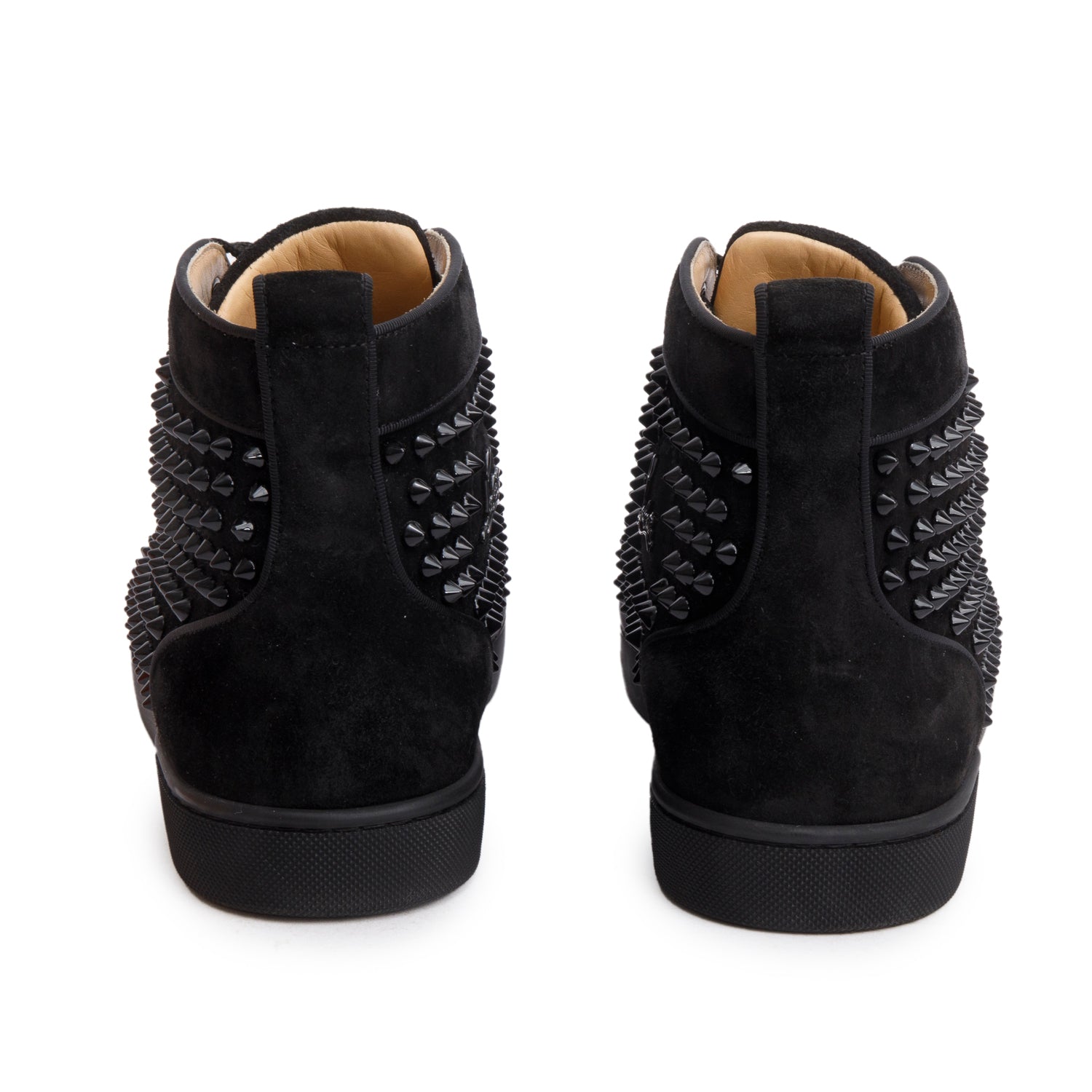 Christian Louboutin Black Suede Lou Spikes Sneakers, Men's Size 41.5 w/ Box